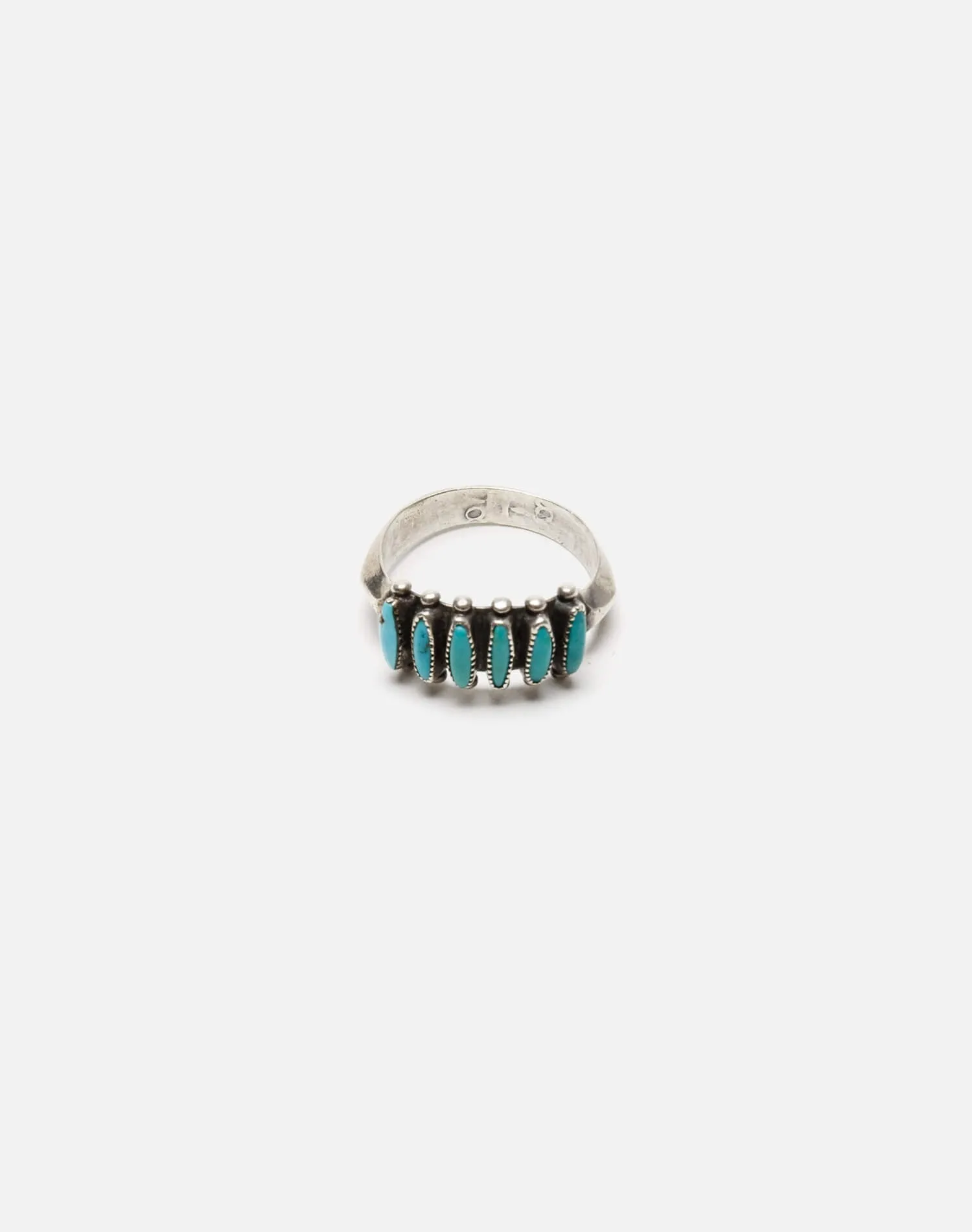 1950s Zuni Turquoise 6 Stone Petit Point Sterling Ring sold by Re/Done product image thumbnail 4