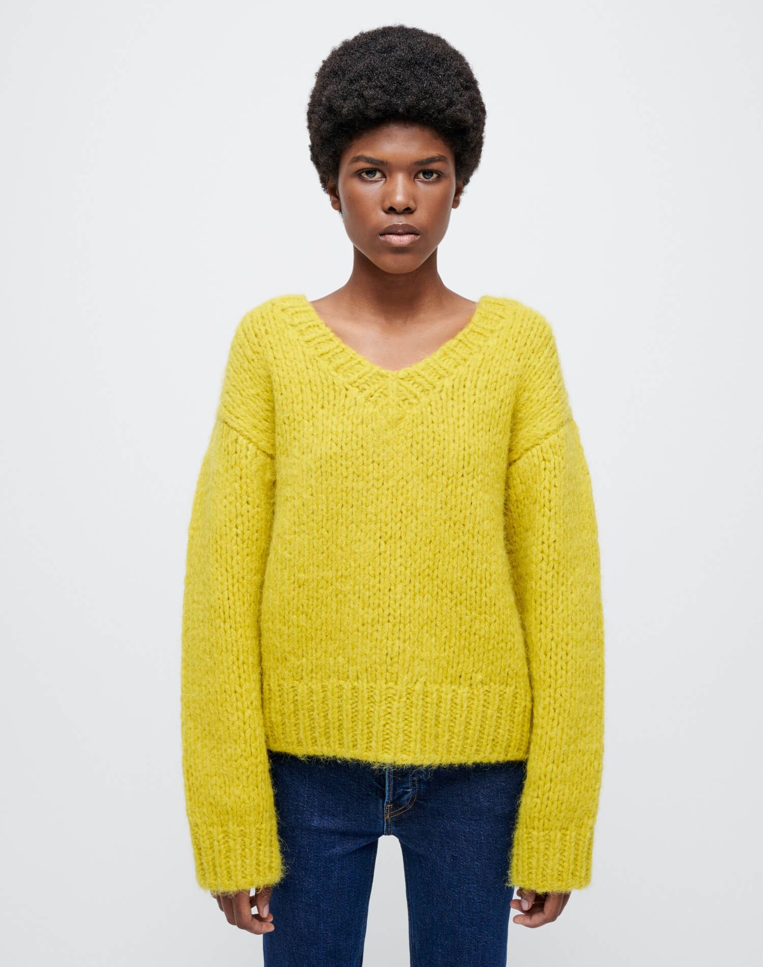 50s V Neck Pullover - Chartreuse sold by Re/Done