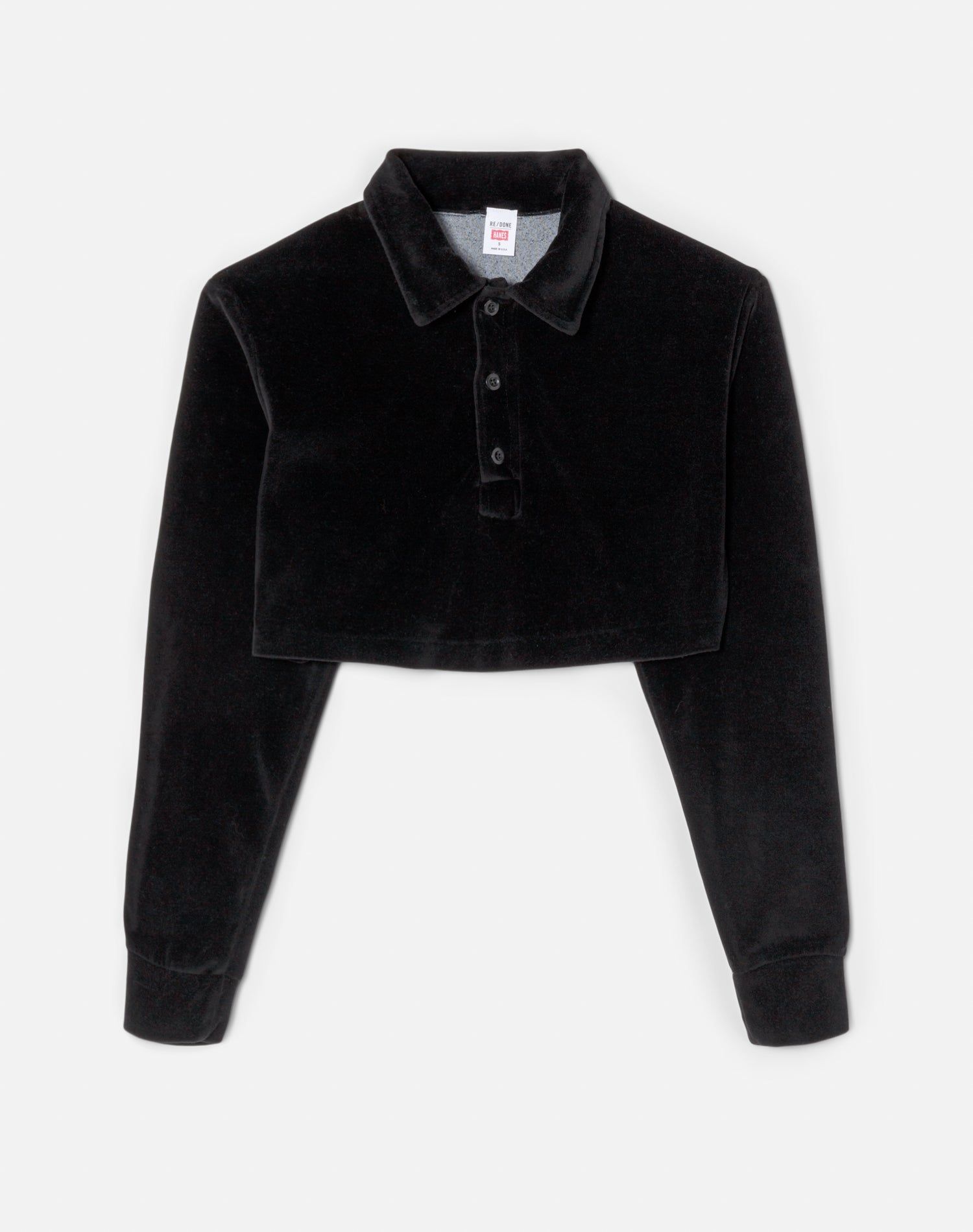 Cropped Velour Polo - Black sold by Re/Done