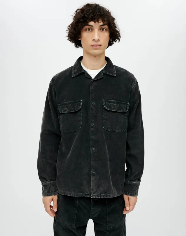 50s Corduroy Plaid Straight Bottom Shirt - Charcoal and Ash made by Re/Done