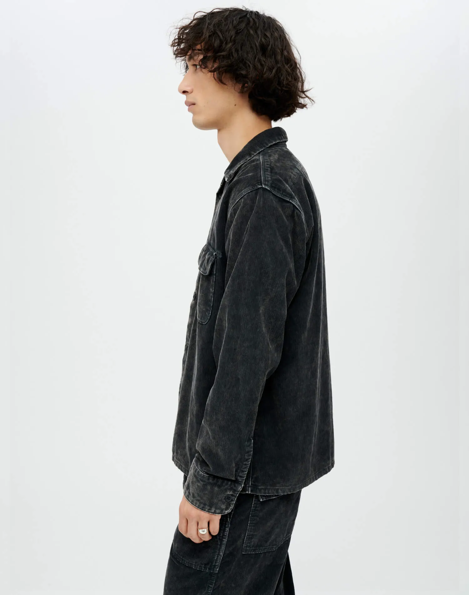 50s Corduroy Plaid Straight Bottom Shirt - Charcoal and Ash sold by Re/Done product image thumbnail 4