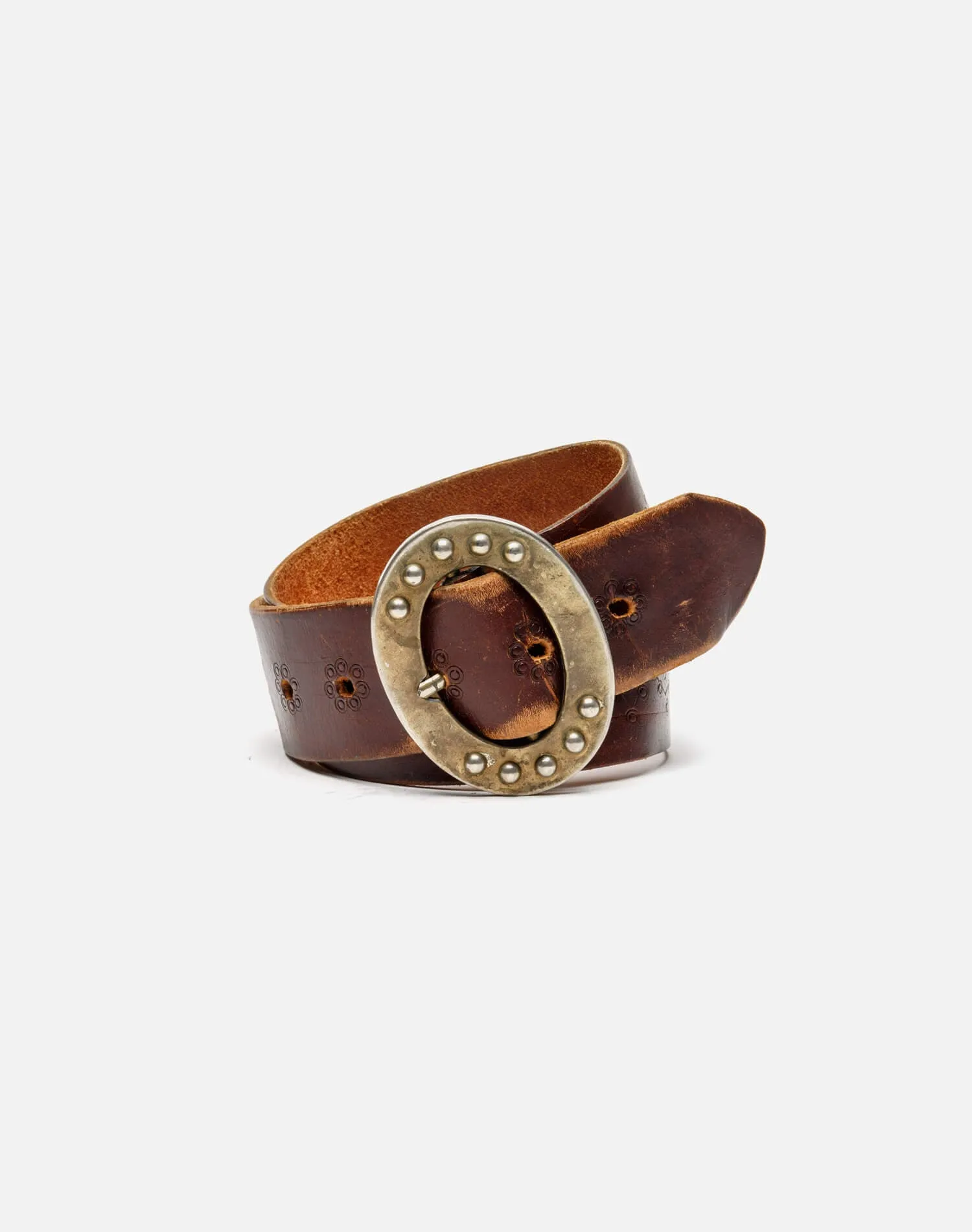 70s Brass Buckle on Embossed Belt sold by Re/Done product image thumbnail 5