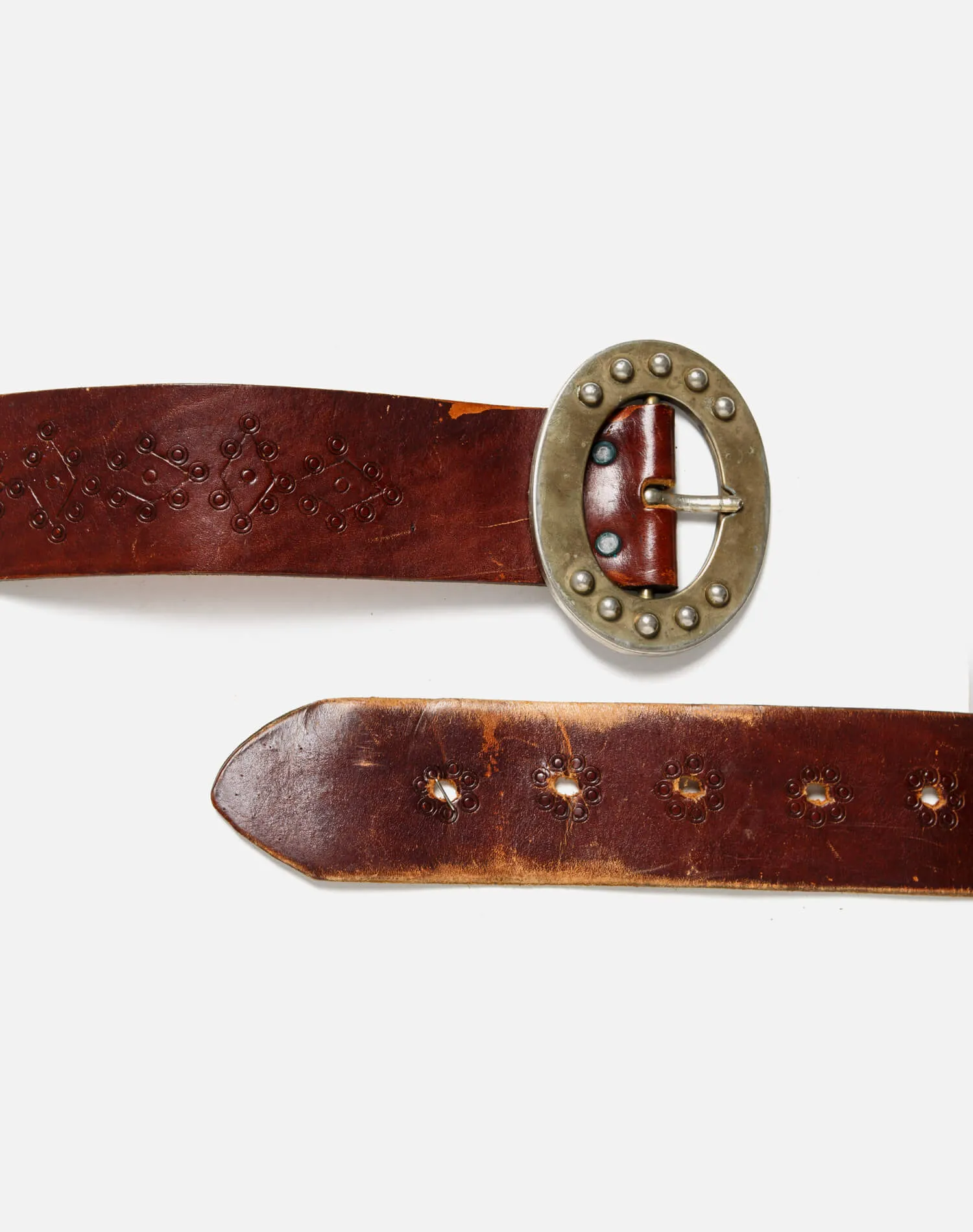 70s Brass Buckle on Embossed Belt sold by Re/Done product image thumbnail 2