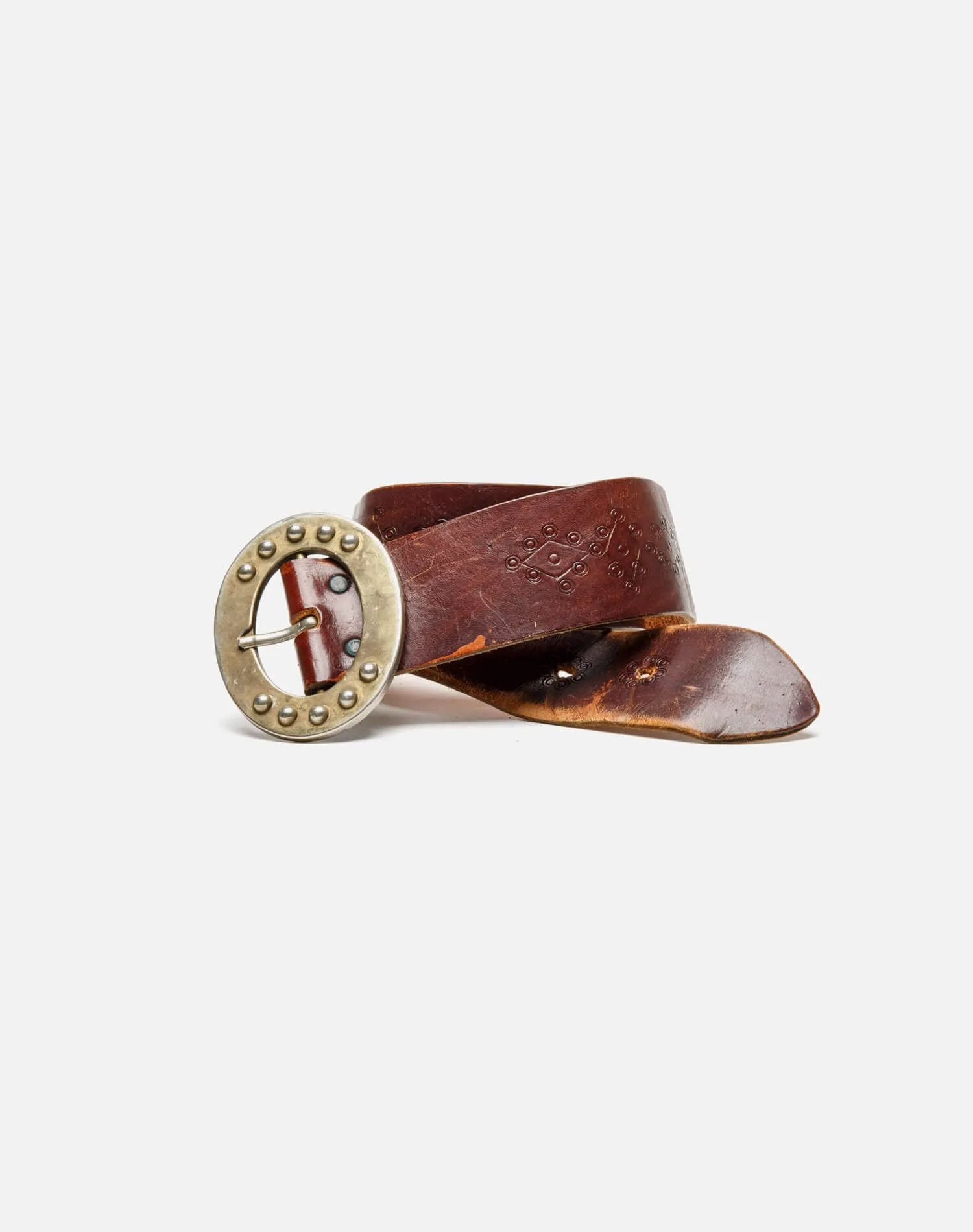 70s Brass Buckle on Embossed Belt sold by Re/Done product image thumbnail 3