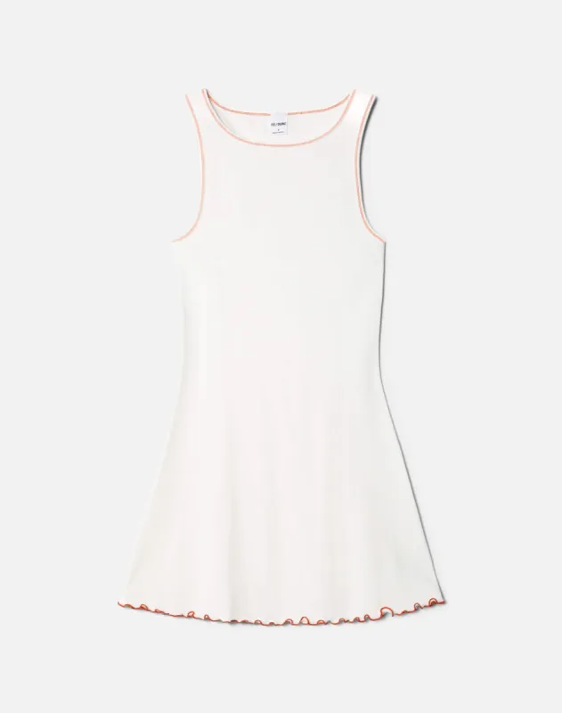 Sporty Contrast Dress - White With Persimmon made by Re/Done
