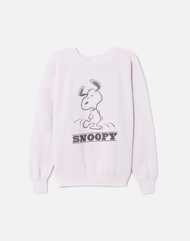Upcycled "Snoopy Dancing" Sweatshirt in Heathered Light Pink - 11229747 sold by Re/Done