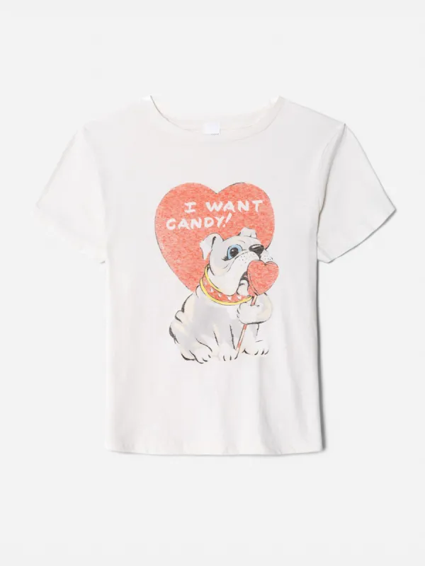 Classic "I Want Candy" Tee - Vintage White sold by Re/Done