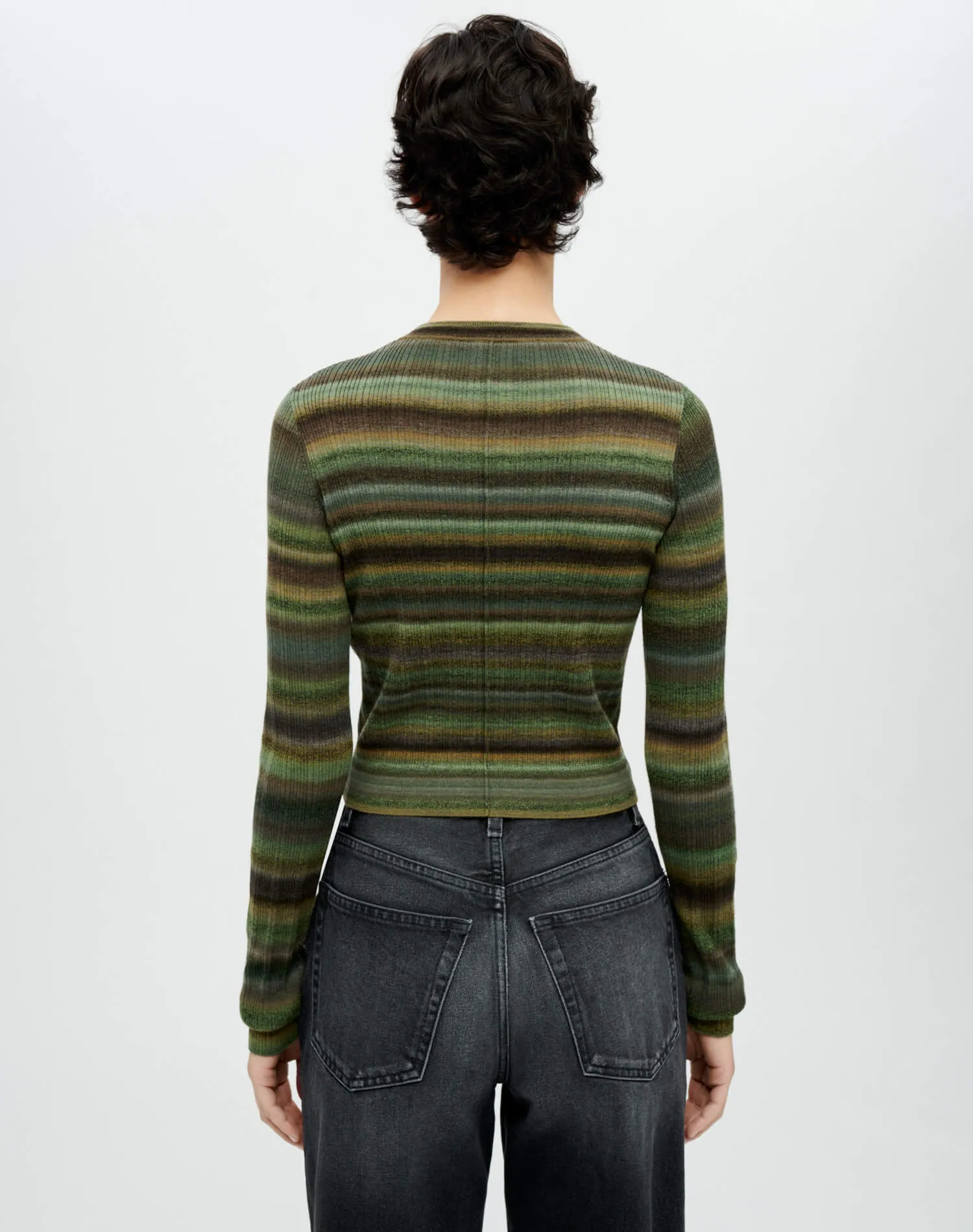 Button Front Cardigan - Green Space Dye sold by Re/Done product image thumbnail 4