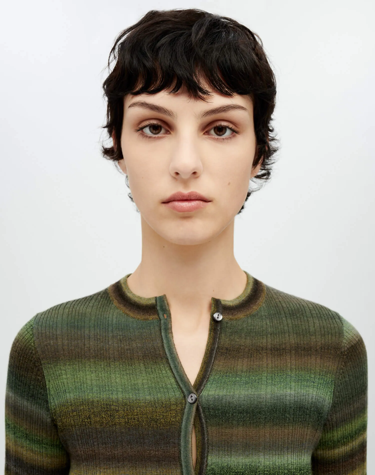 Button Front Cardigan - Green Space Dye sold by Re/Done product image thumbnail 3