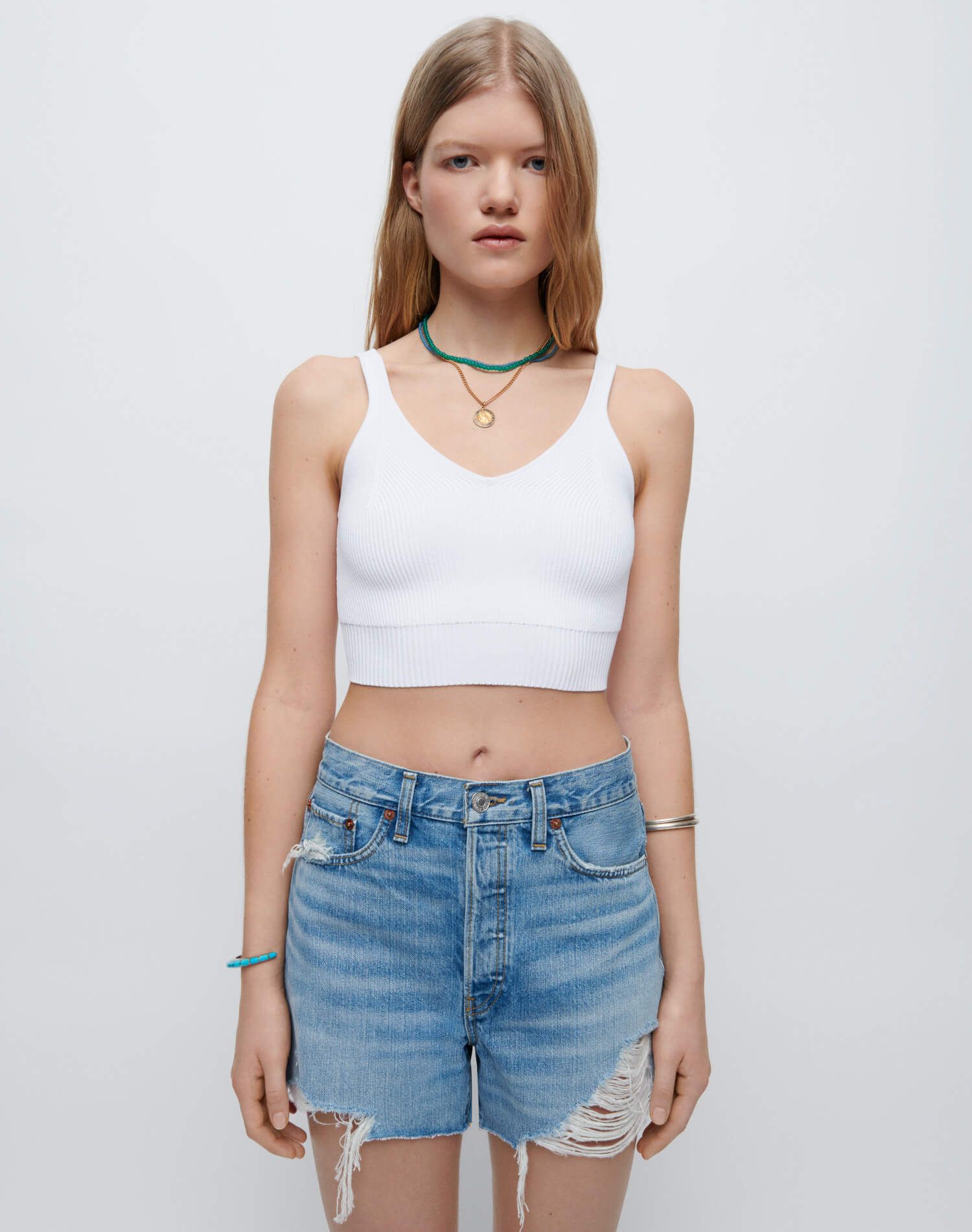 90s Rib Crop Top - White sold by Re/Done
