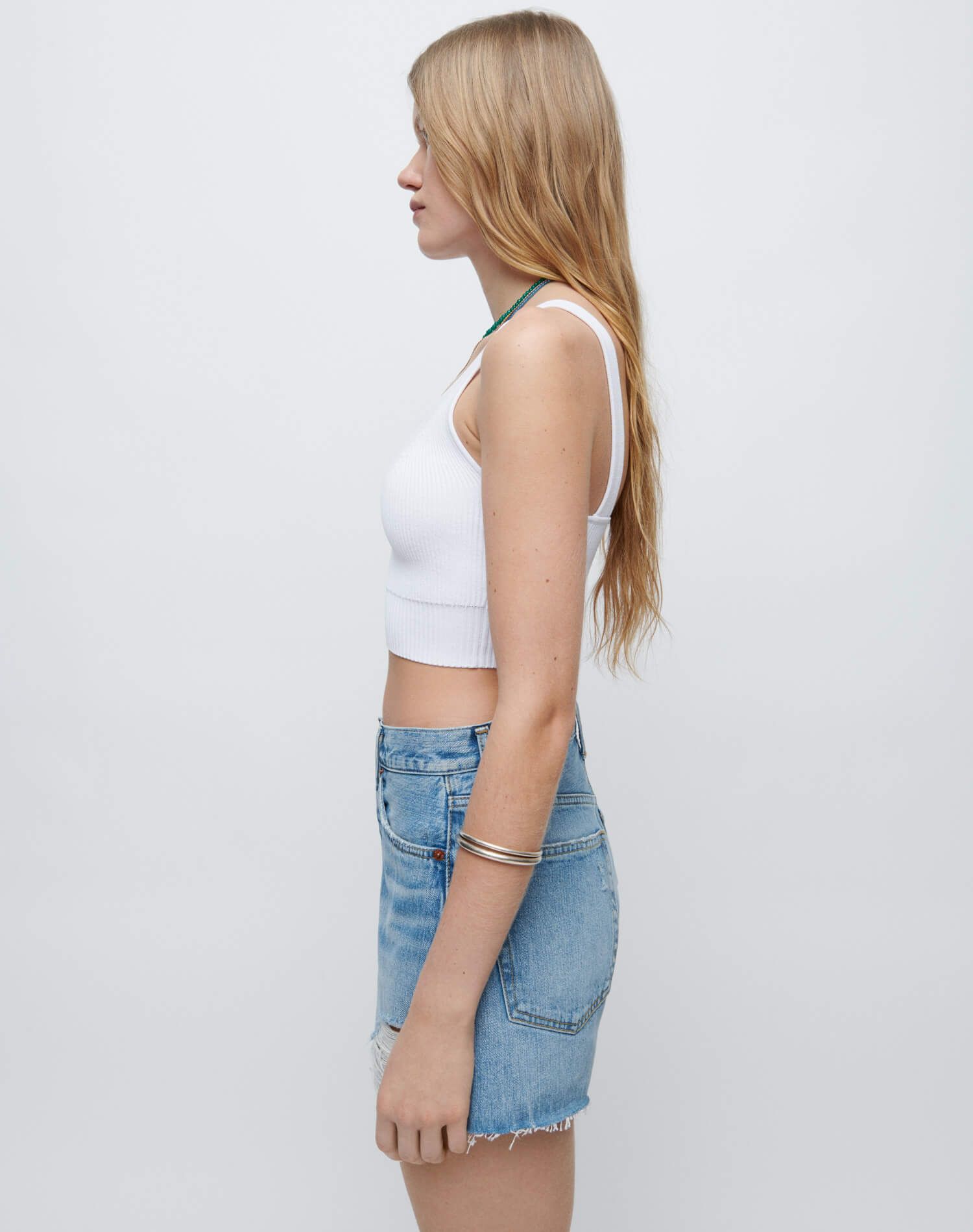90s Rib Crop Top - White sold by Re/Done product image thumbnail 5