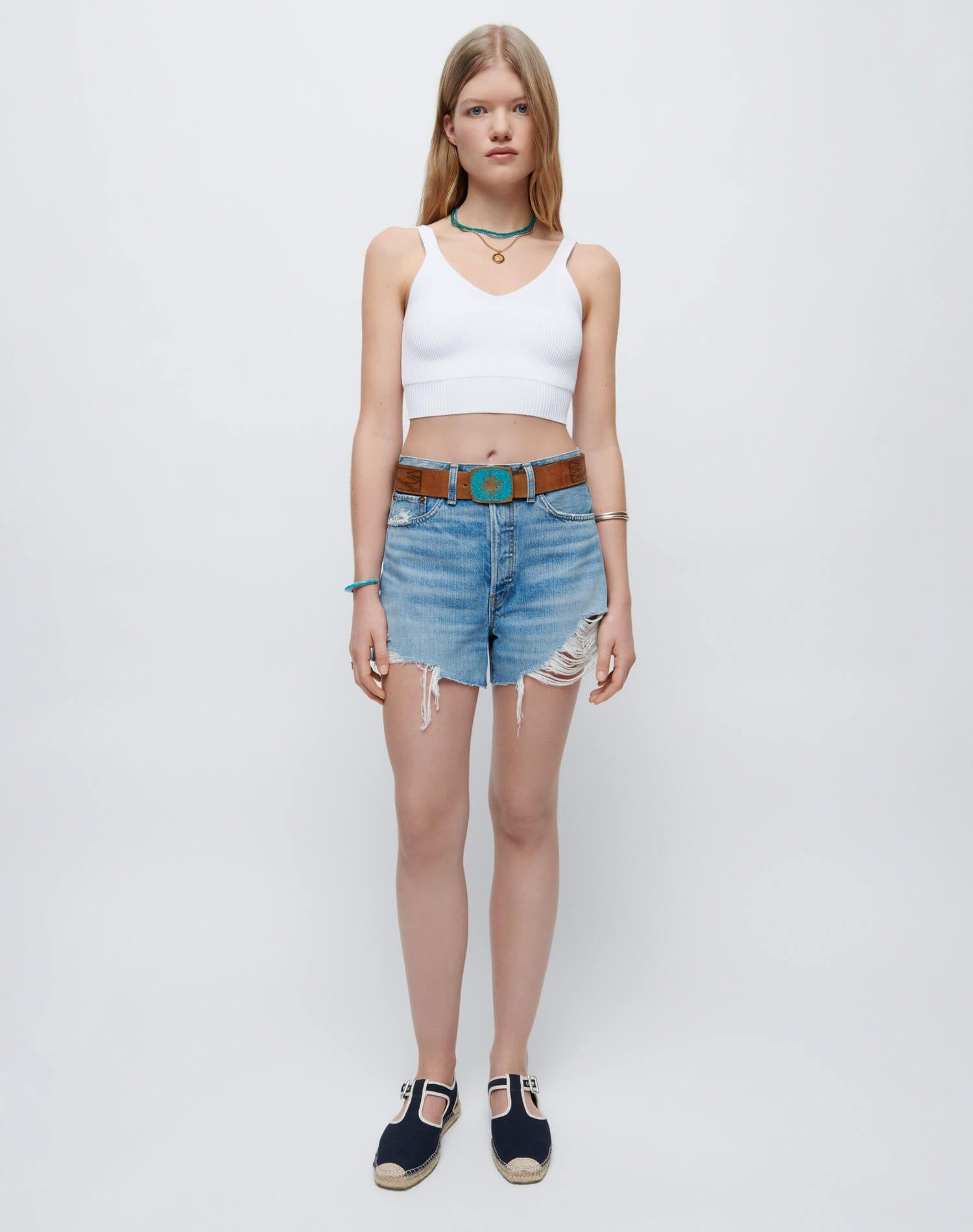 90s Rib Crop Top - White sold by Re/Done product image thumbnail 3