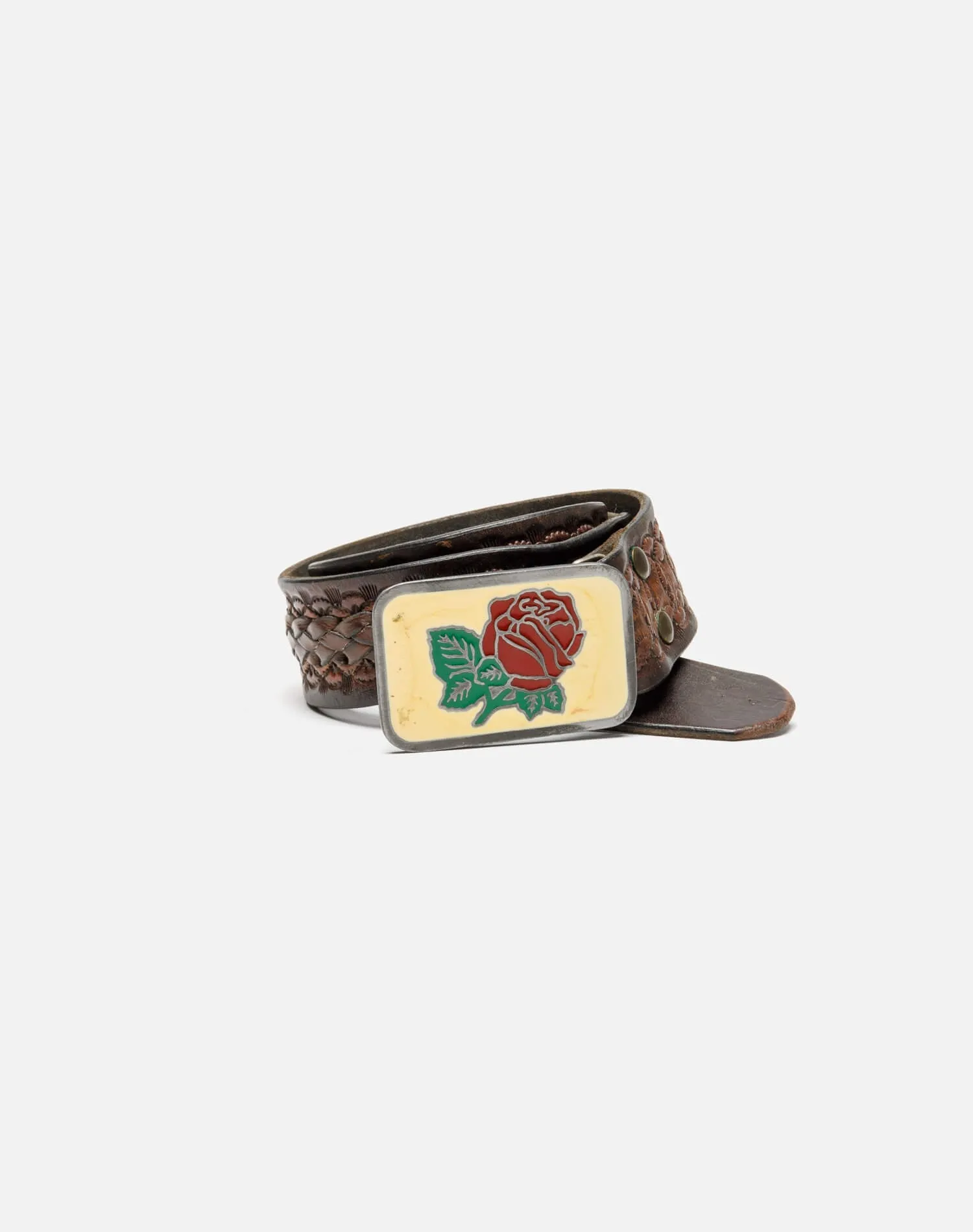 70s Painted Rose Buckle on Braid Detail Belt sold by Re/Done product image thumbnail 3