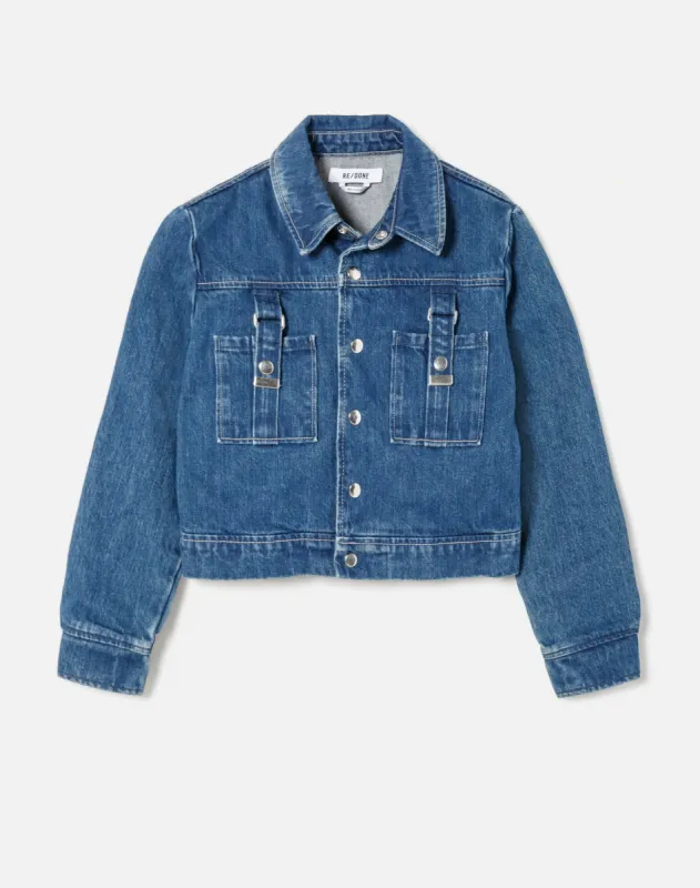 Shrunken Two Pocket Jacket - Iron Blue sold by Re/Done