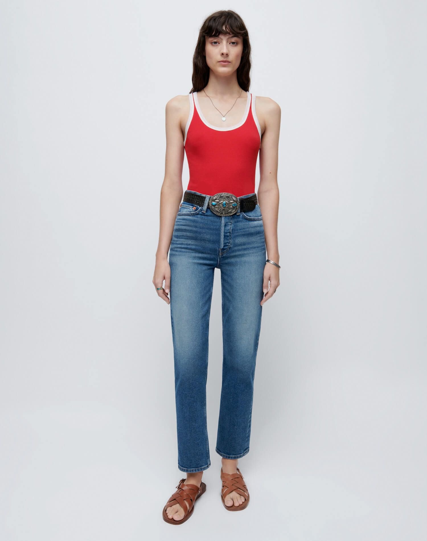 Comfort Stretch High Rise Stove Pipe - Western Blue sold by Re/Done product image thumbnail 4