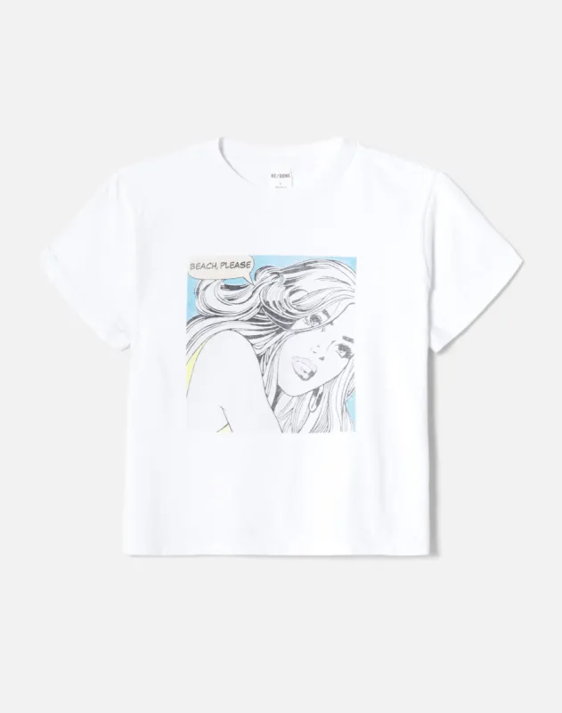 Classic "Beach Please" Tee - Optic White sold by Re/Done