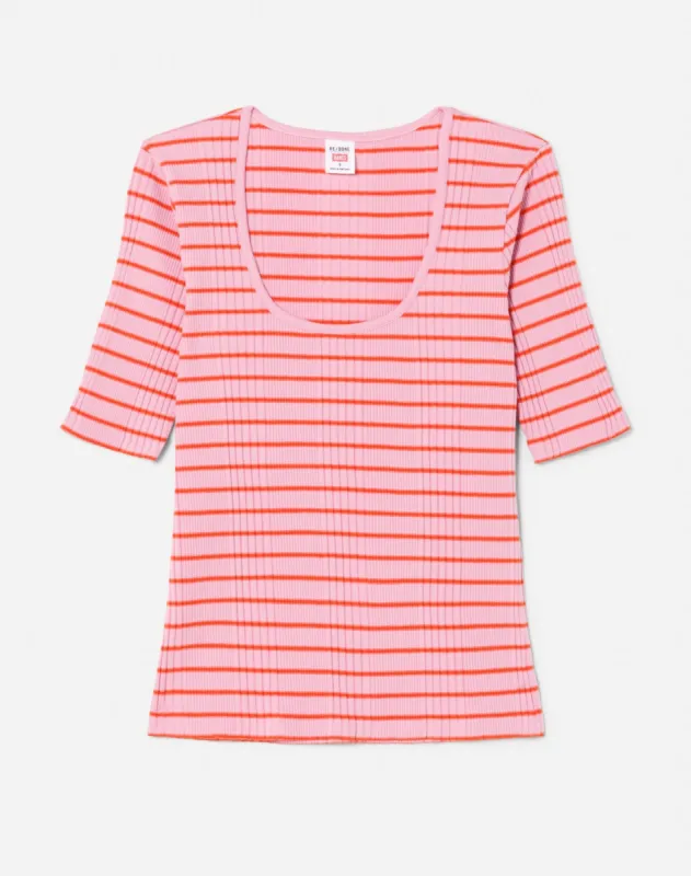 Ribbed Scoop Neck Tee - Thistle Firecracker made by Re/Done