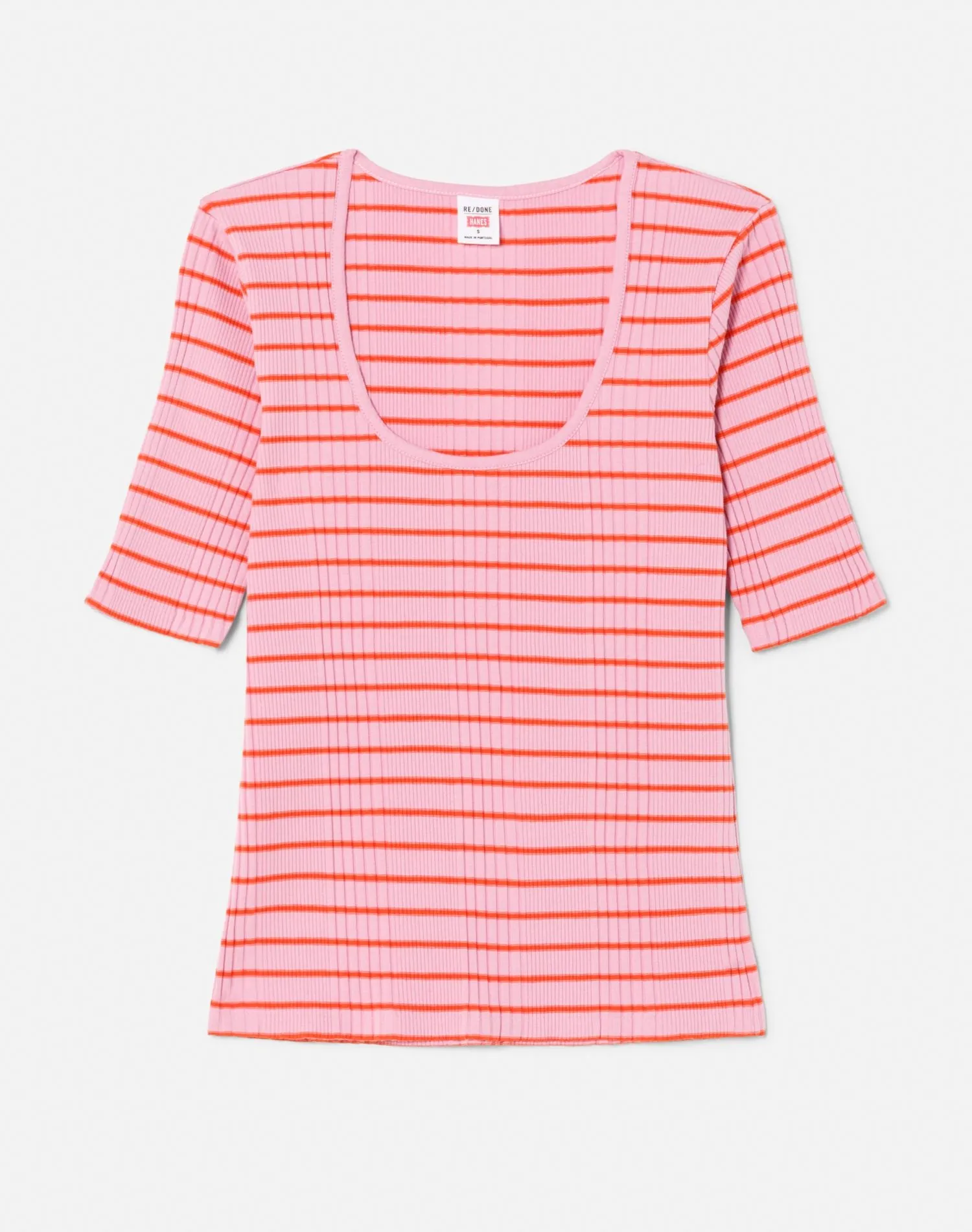 Ribbed Scoop Neck Tee - Thistle Firecracker sold by Re/Done