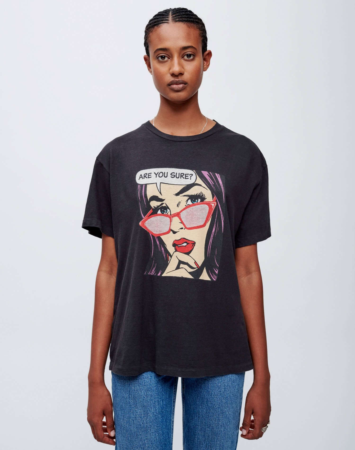 90s Easy "Are You Sure" Tee - Washed Black sold by Re/Done
