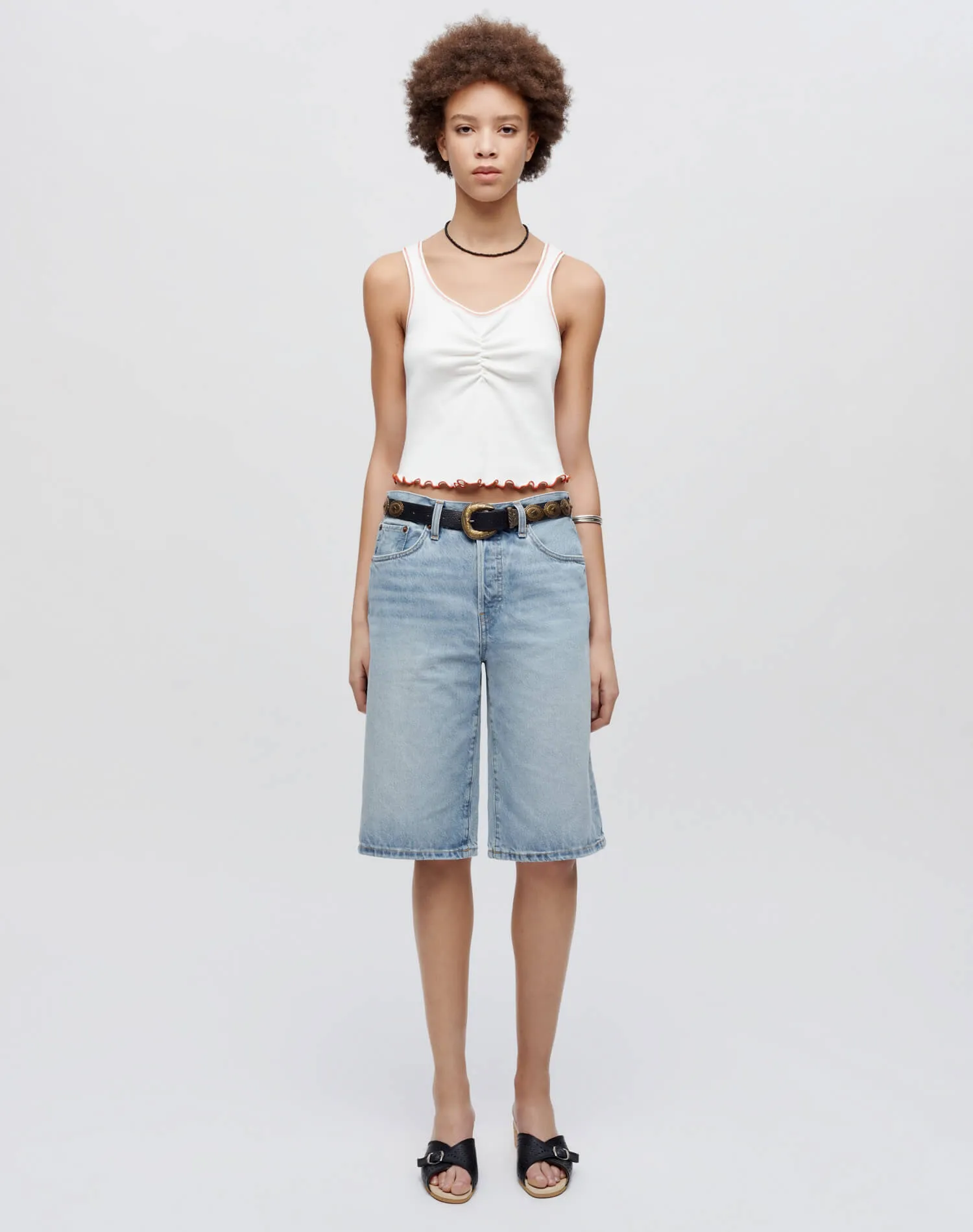 Sporty Contrast Tank - White With Persimmon sold by Re/Done product image thumbnail 2