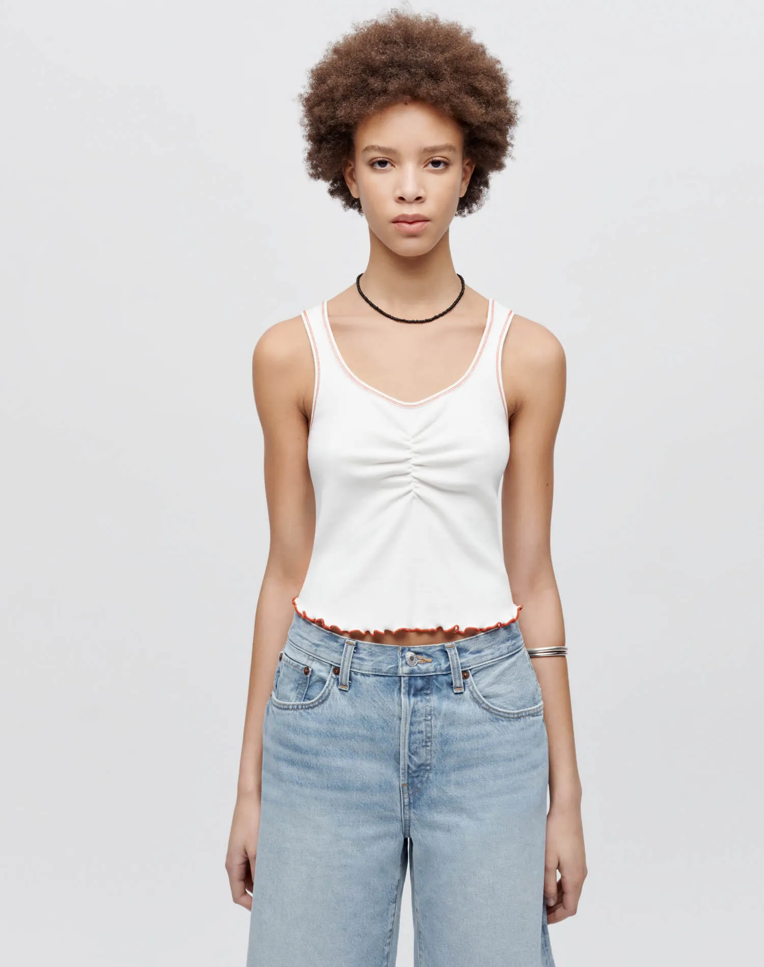 Sporty Contrast Tank - White With Persimmon sold by Re/Done