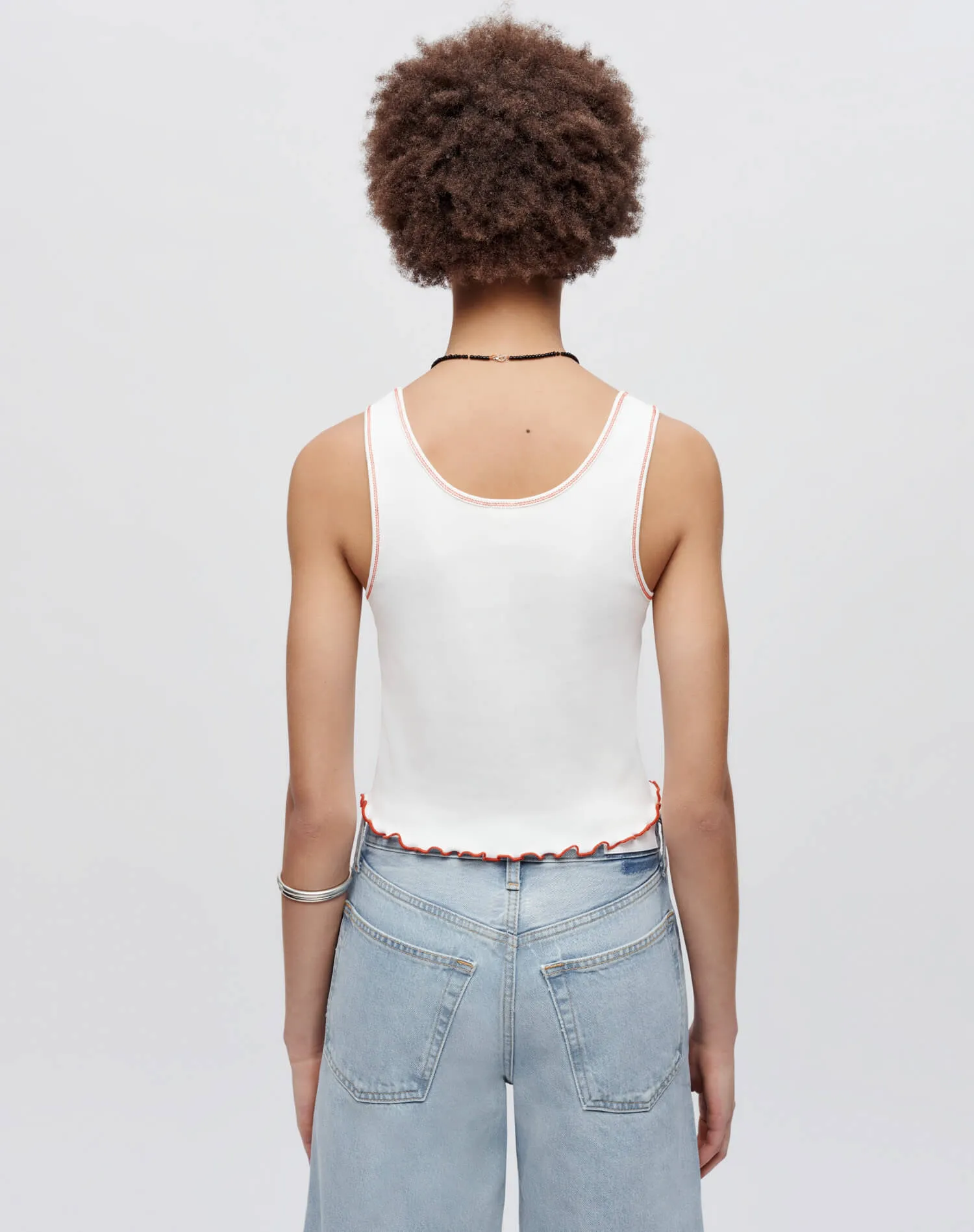 Sporty Contrast Tank - White With Persimmon sold by Re/Done product image thumbnail 5