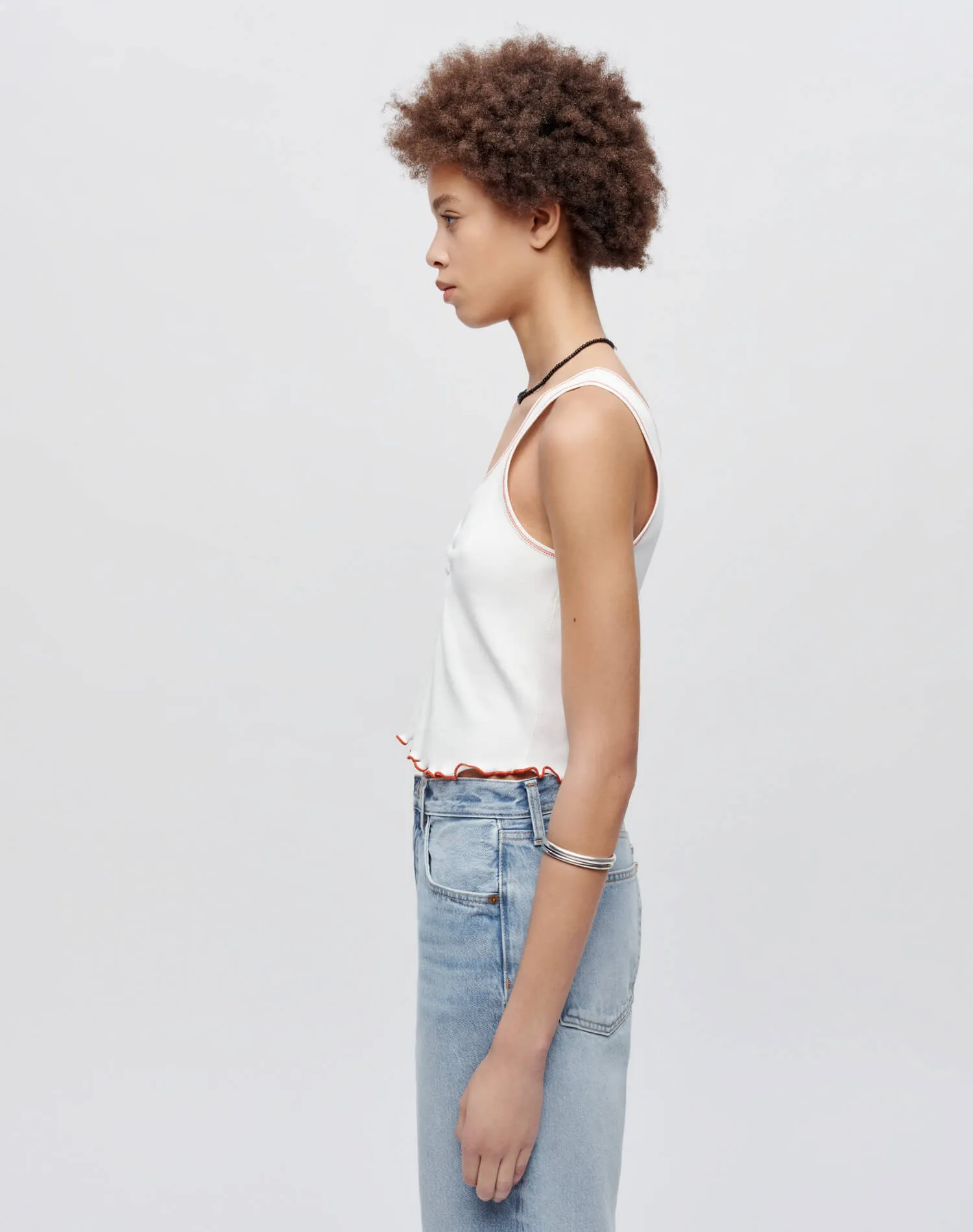 Sporty Contrast Tank - White With Persimmon sold by Re/Done product image thumbnail 4