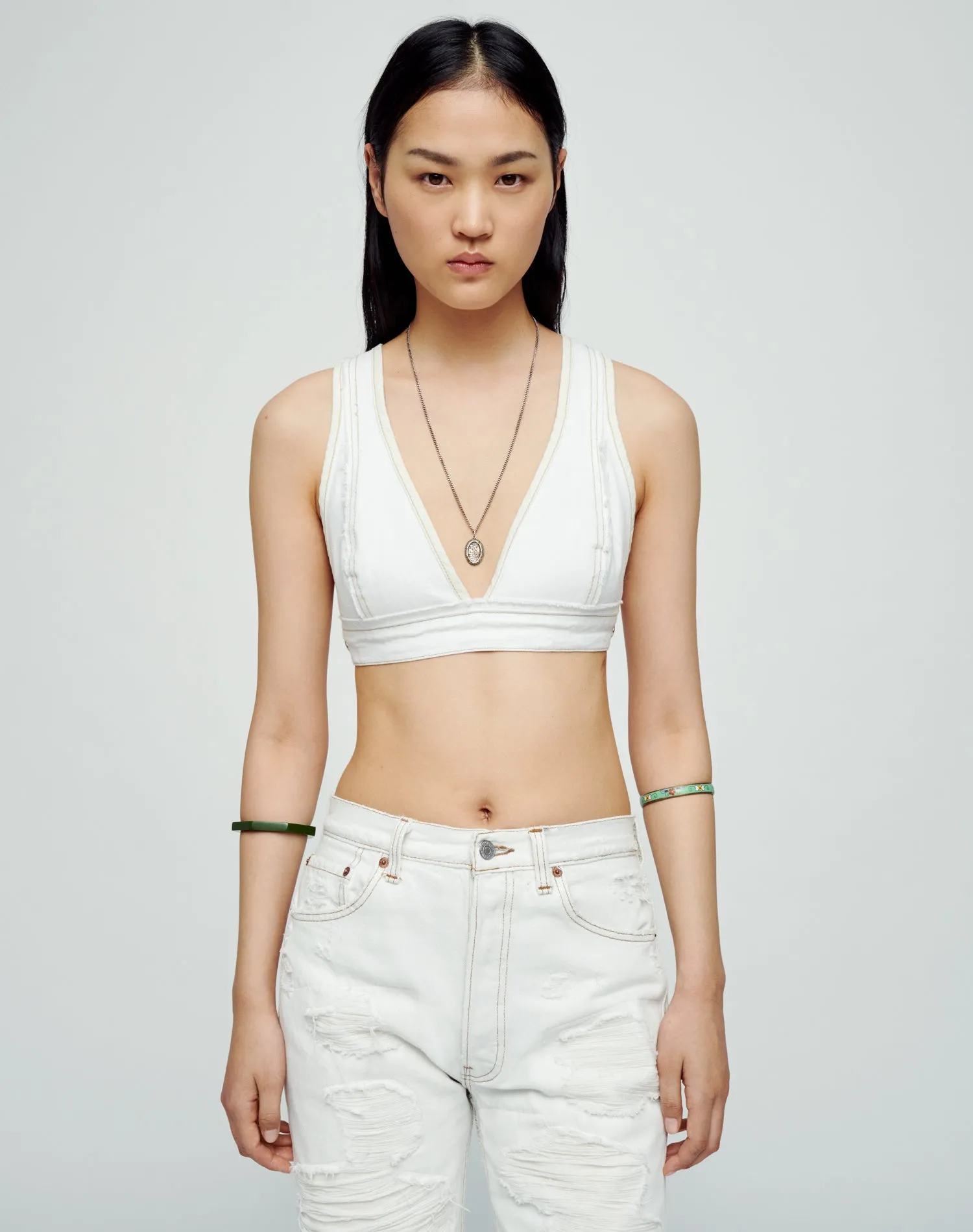 Bra Top in White sold by Re/Done product image thumbnail 3