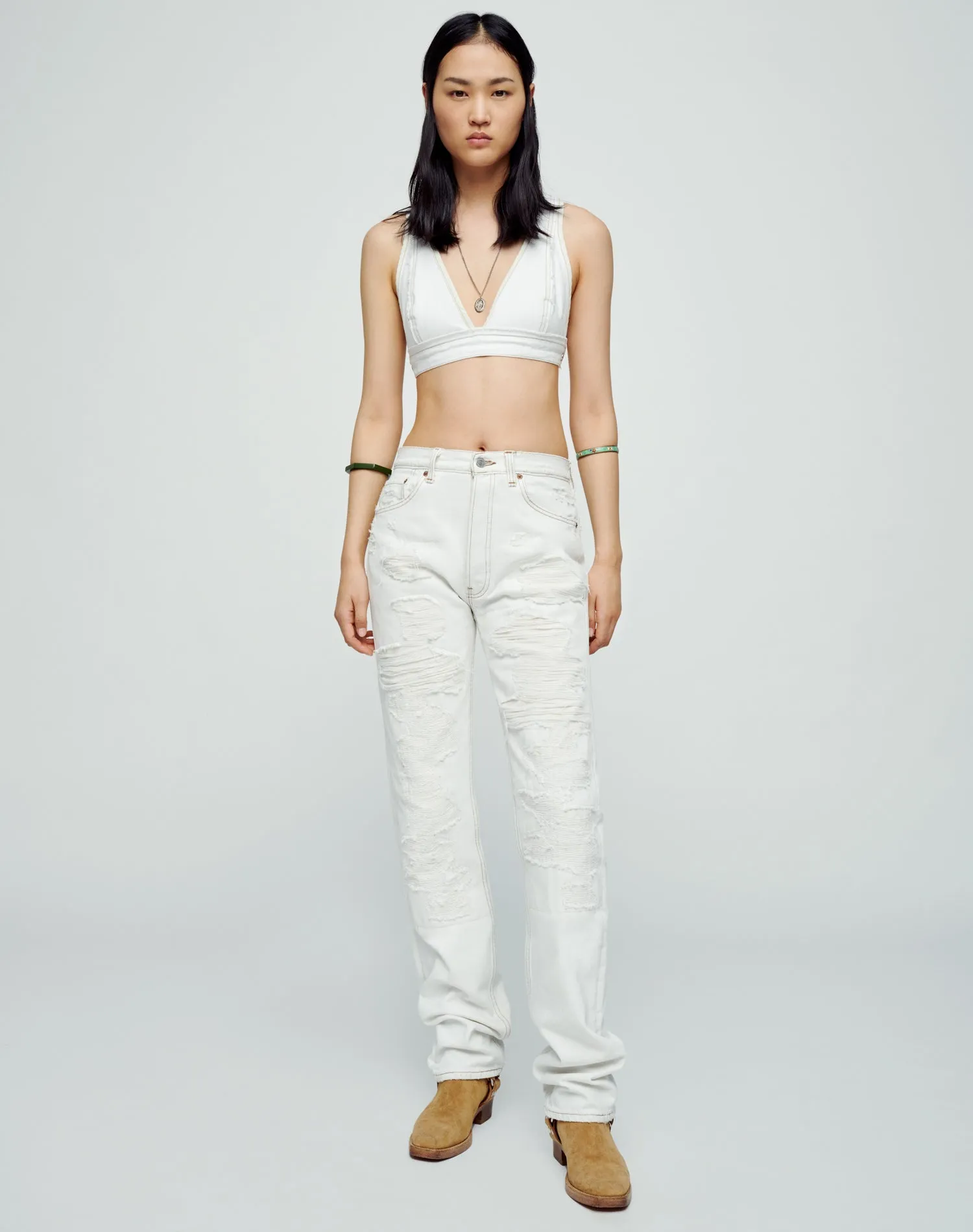 Bra Top in White sold by Re/Done product image thumbnail 4