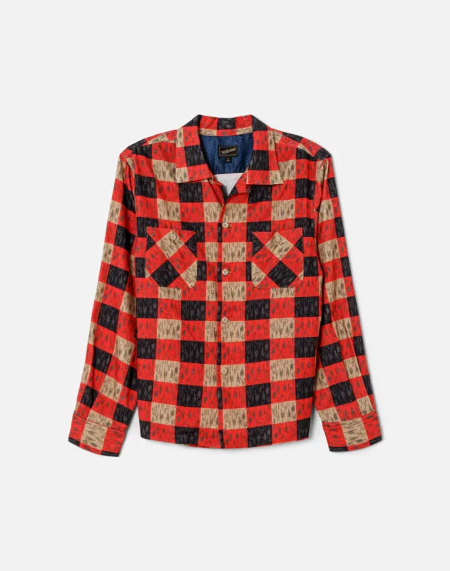 50s Printed Flannel Shirt - Fire Red Plaid sold by Re/Done