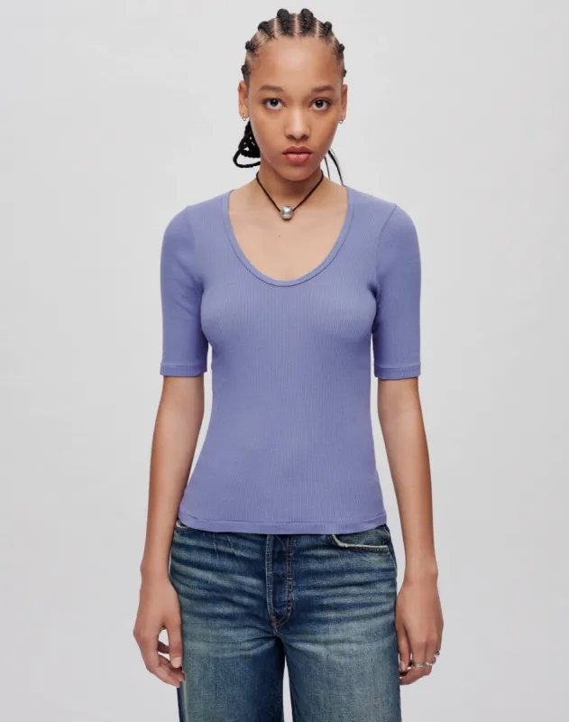 Hanes Ribbed Scoop Neck Tee - Celestial sold by Re/Done