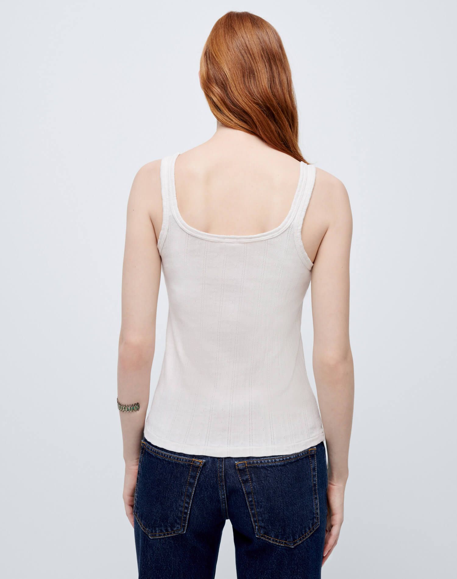 Pointelle Tank - Vintage White sold by Re/Done product image thumbnail 7