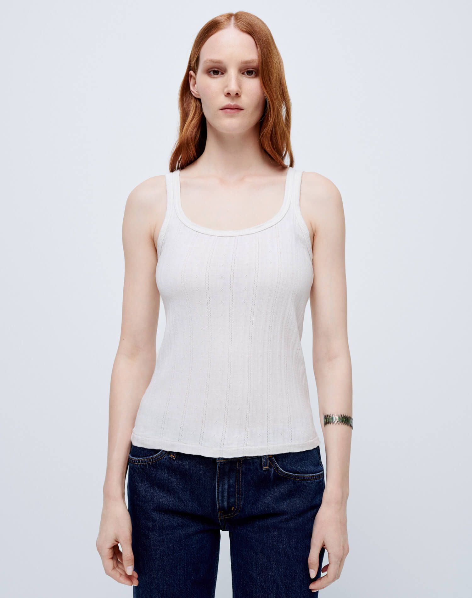 Pointelle Tank - Vintage White sold by Re/Done product image thumbnail 3