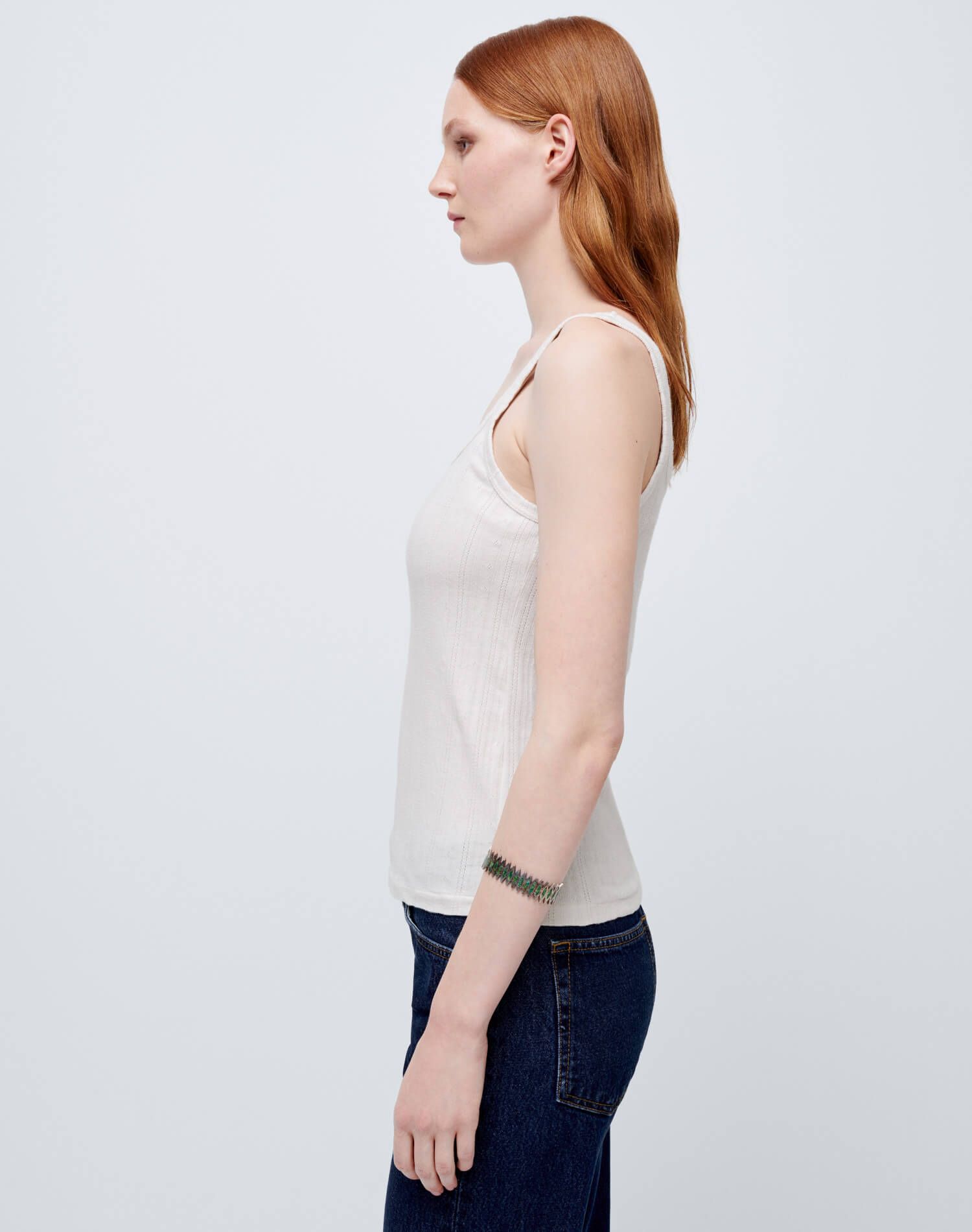 Pointelle Tank - Vintage White sold by Re/Done product image thumbnail 6