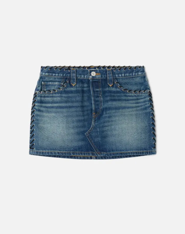 Whipstitch Mini Skirt - Barnyard sold by Re/Done