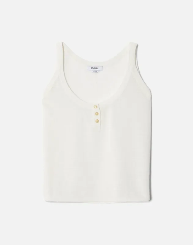Sheer Henley Tank - Vintage White sold by Re/Done