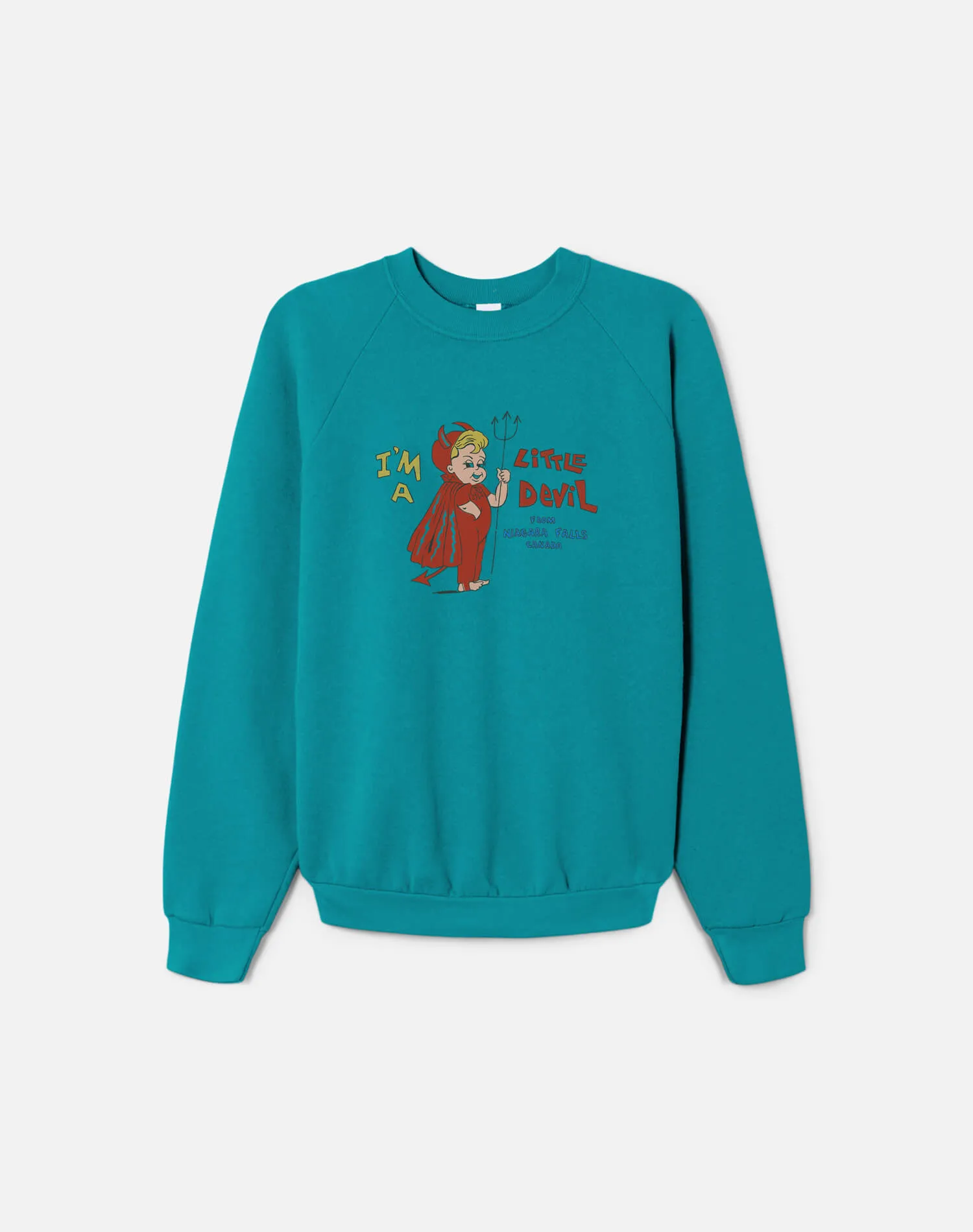 Upcycled "Little Devil" Sweatshirt in Sea Green - 11229794 sold by Re/Done