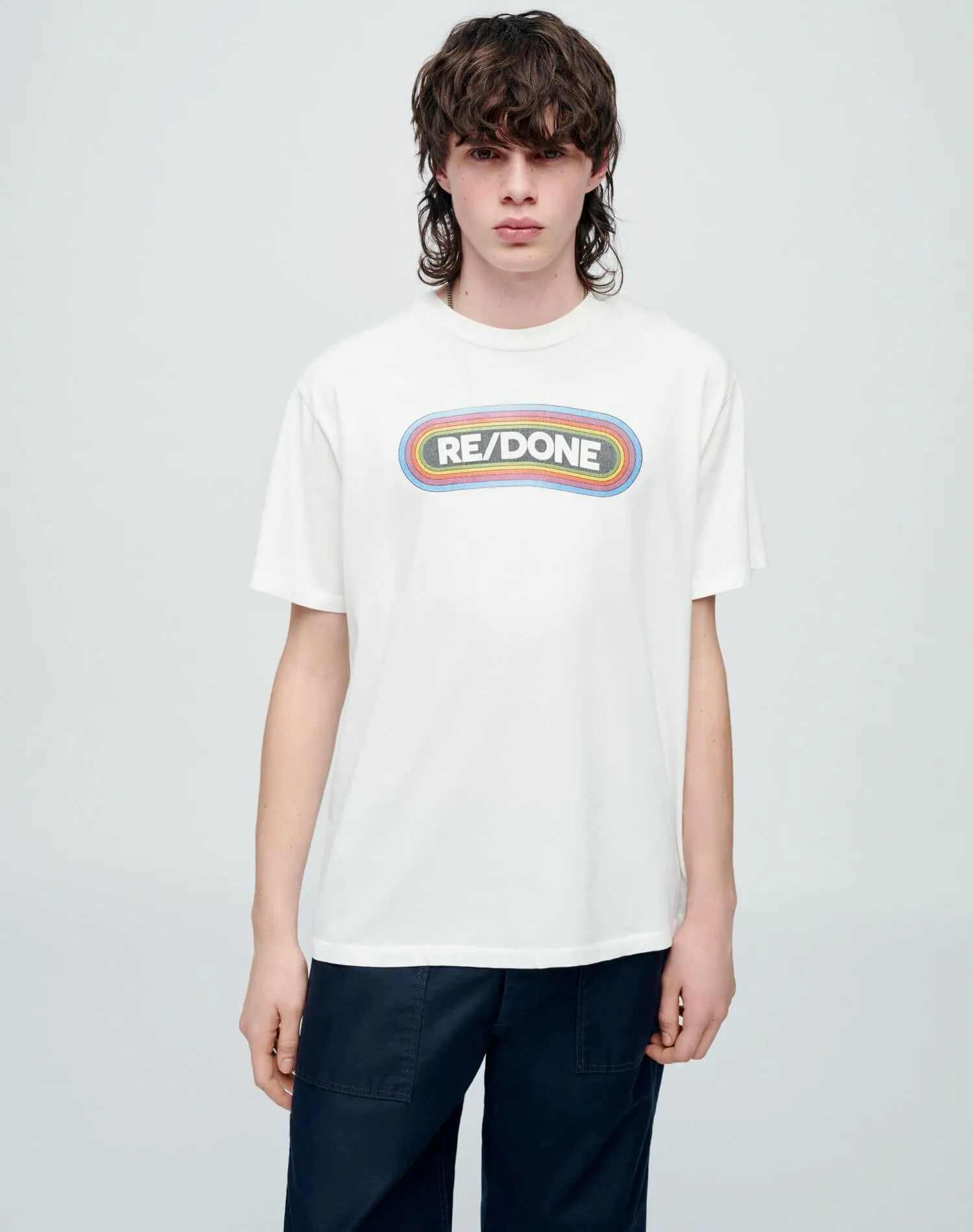 Loose "Rainbow" Tee - Old White sold by Re/Done product image thumbnail 3