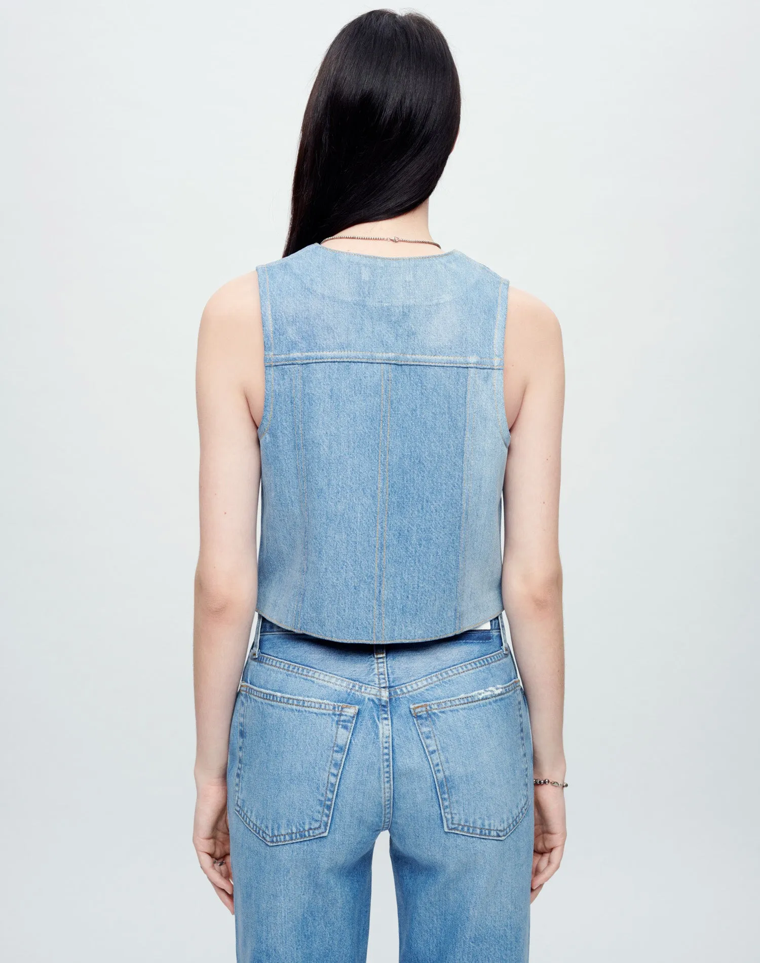 Coated Denim Vest - Worn Blue with Foil sold by Re/Done product image thumbnail 3