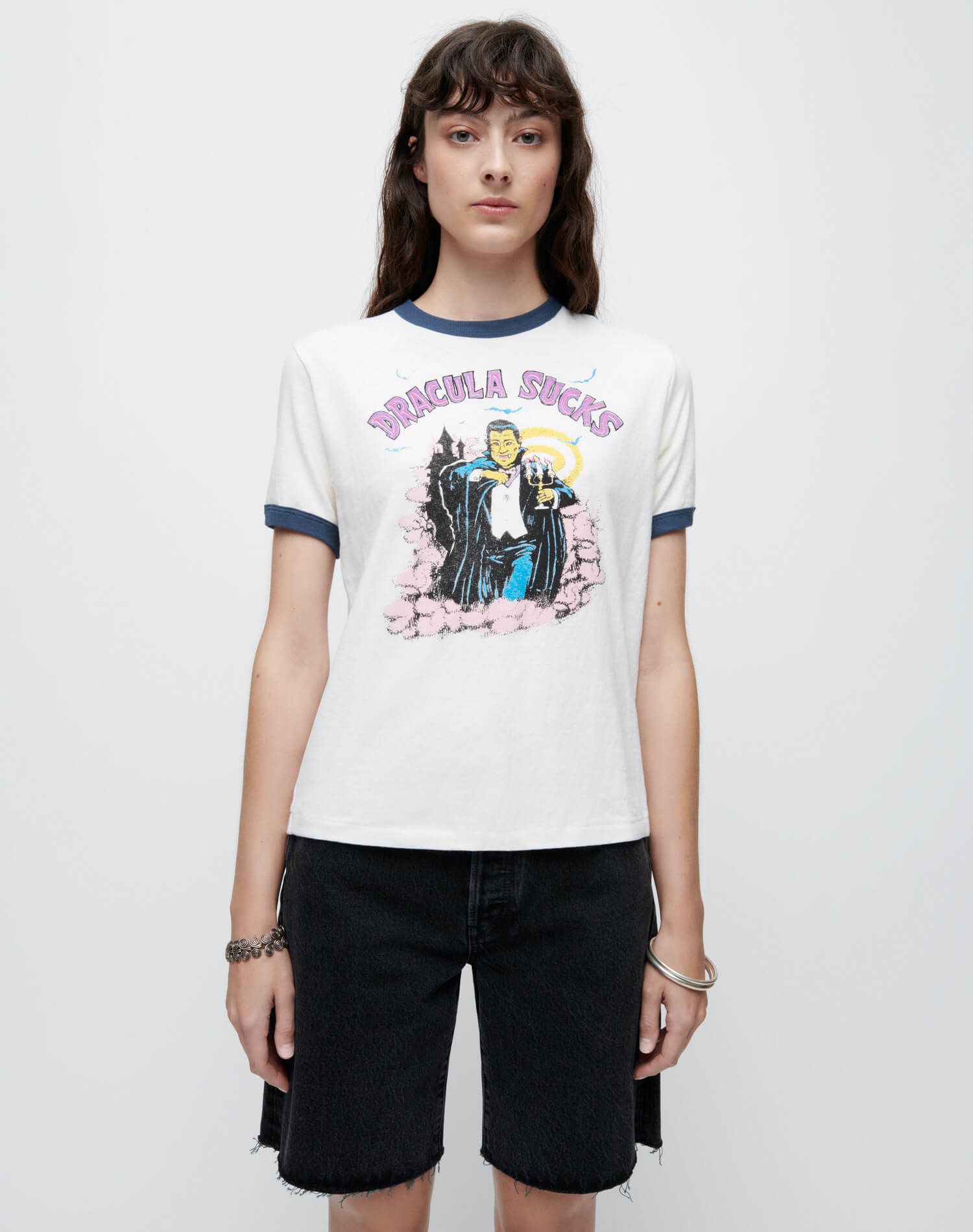 Ringer "Dracula Sucks" Tee - Vintage Ivory with Midnight sold by Re/Done product image thumbnail 3