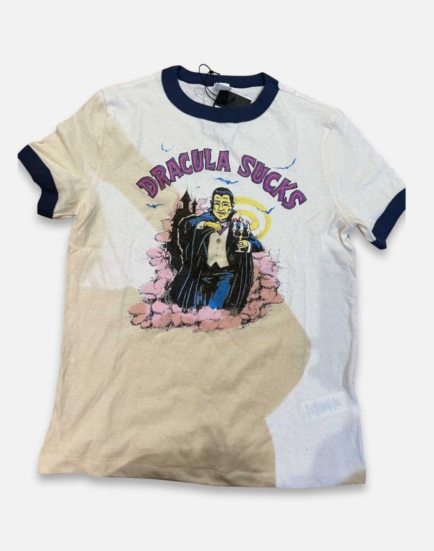 Ringer "Dracula Sucks" Tee - Vintage Ivory with Midnight sold by Re/Done