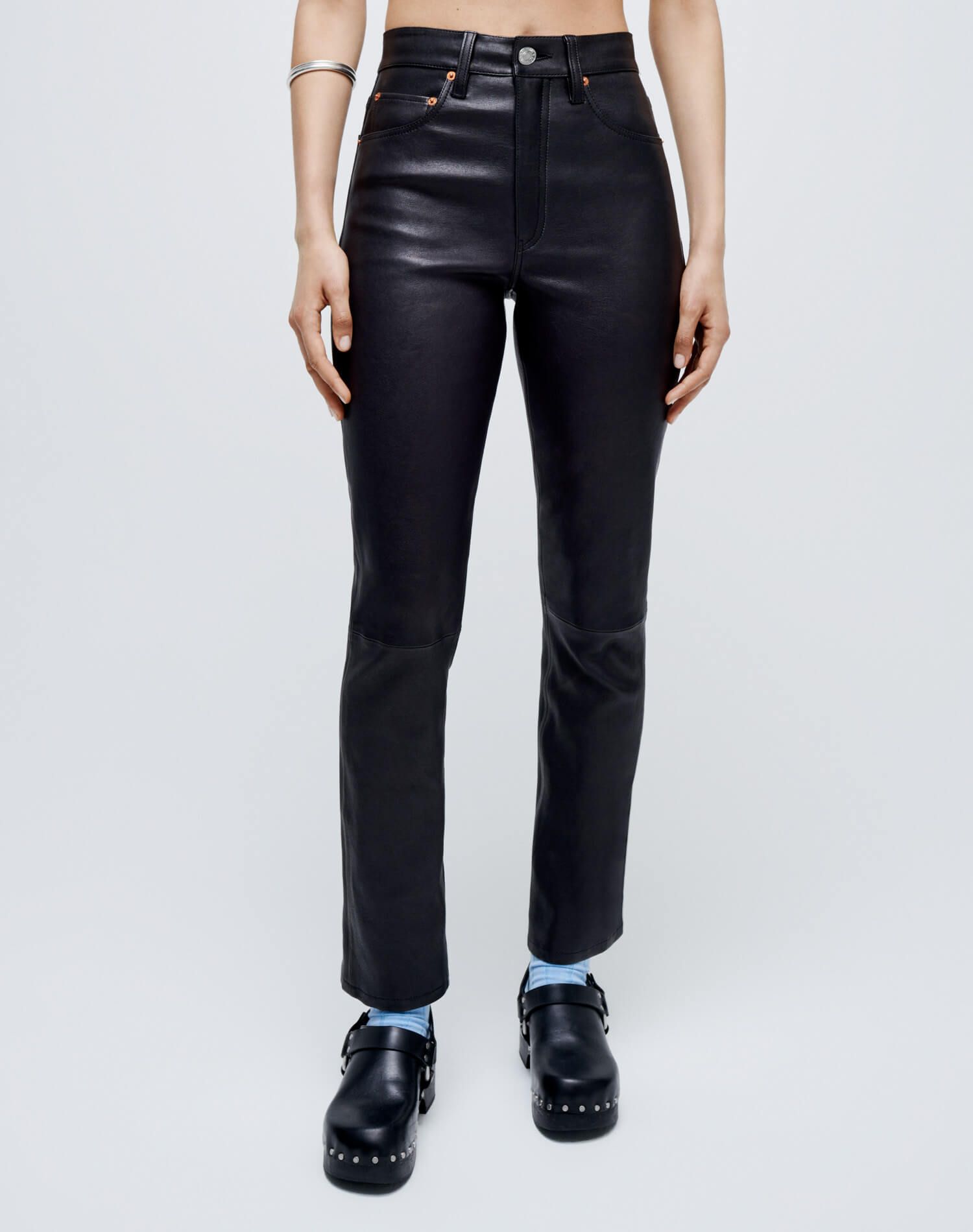 70s Stretch Straight - Black Leather sold by Re/Done