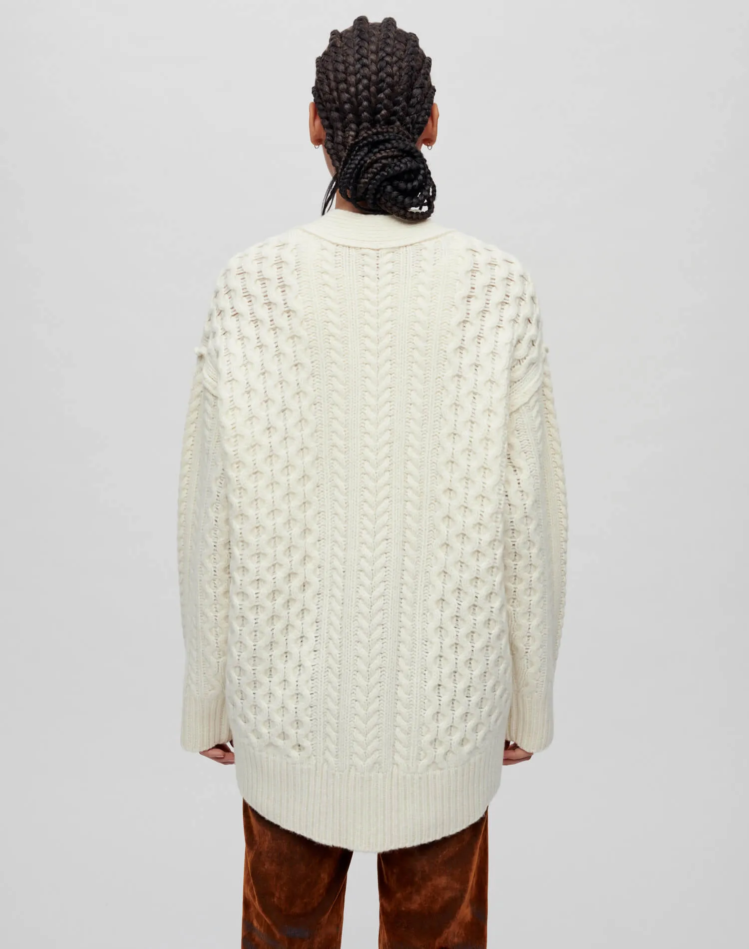 Oversized Cable Knit Cardigan - Ivory sold by Re/Done product image thumbnail 4