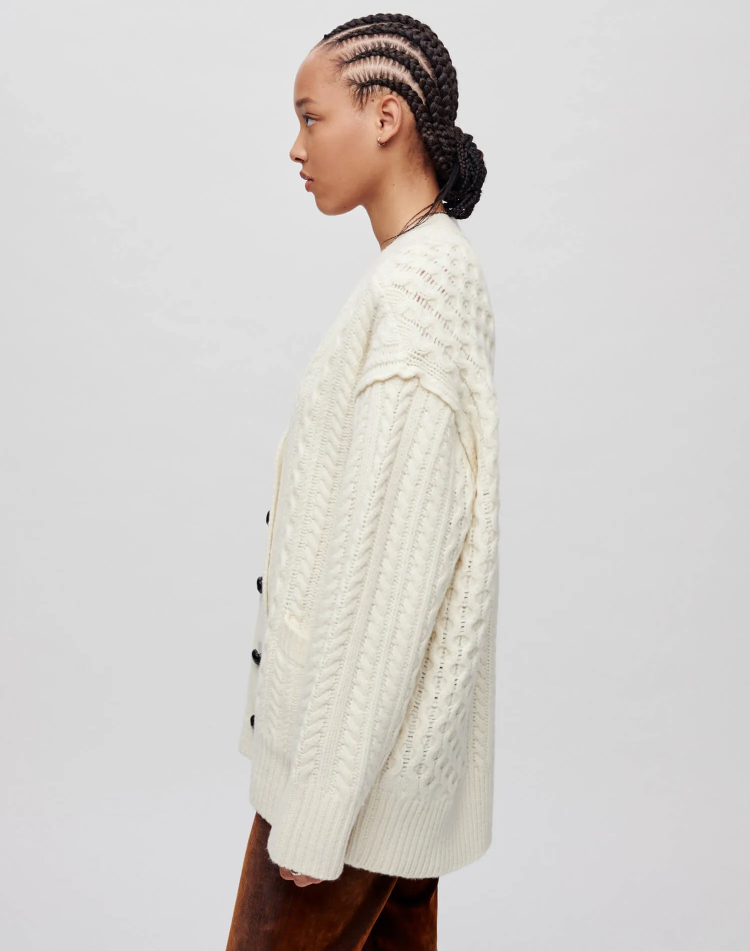 Oversized Cable Knit Cardigan - Ivory sold by Re/Done product image thumbnail 5