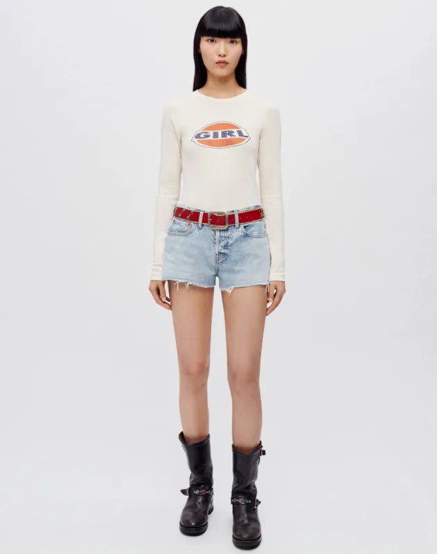 90s Baby "Girl" Sparkle Long Sleeve - Naked sold by Re/Done