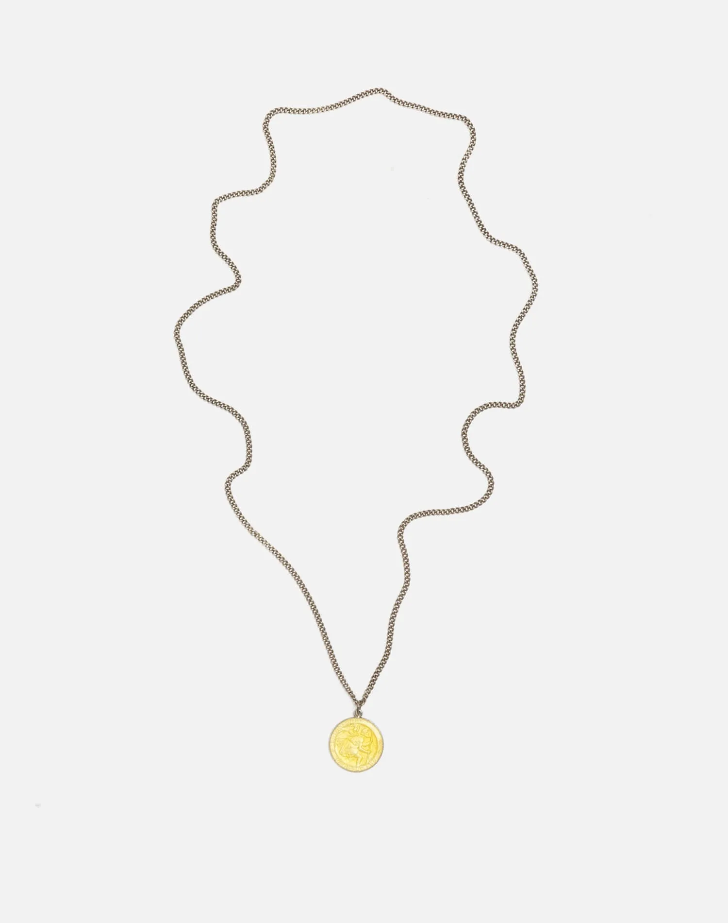 1960s Sterling And Yellow Enamel St. Christopher Necklace - #78 sold by Re/Done product image thumbnail 4