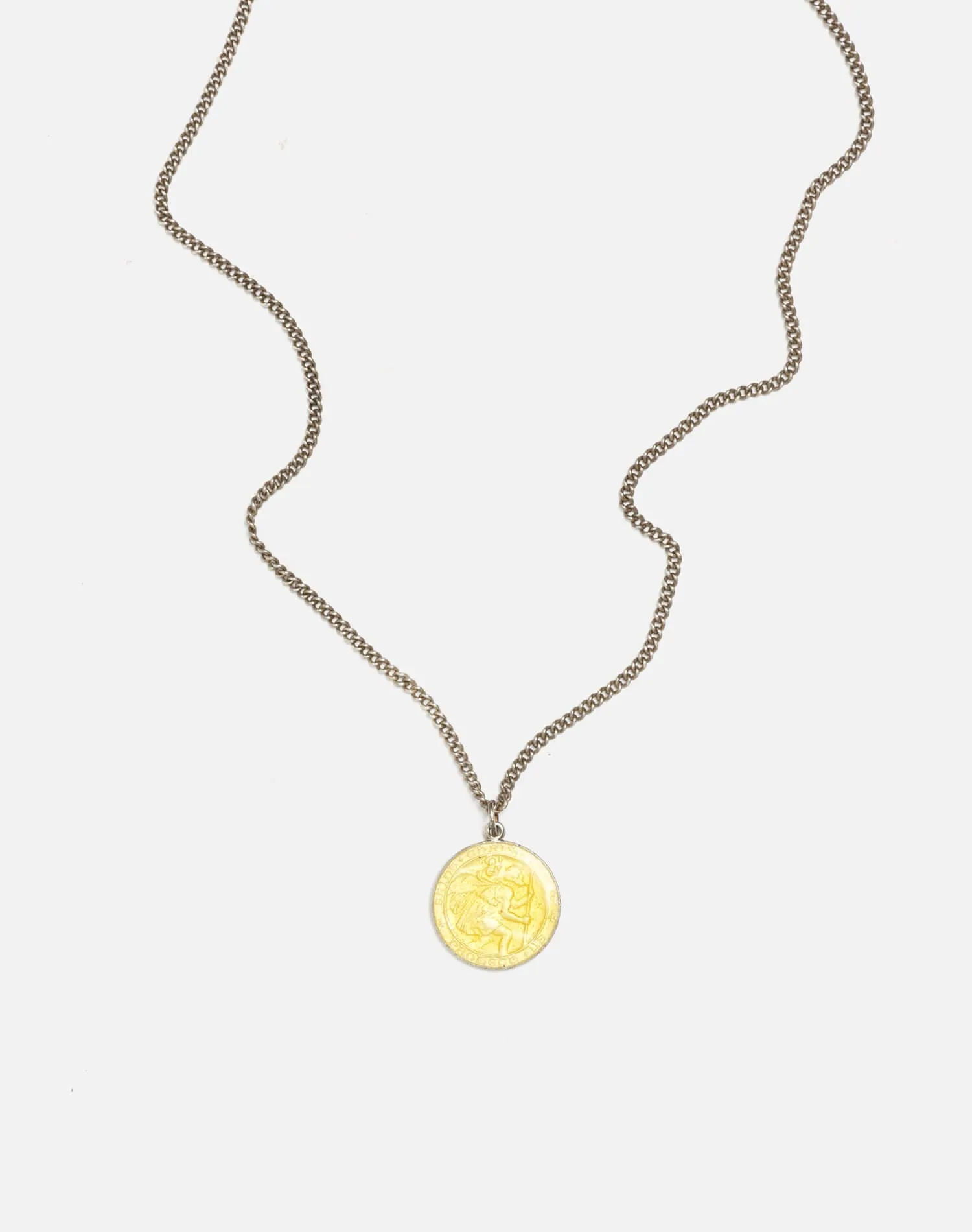 1960s Sterling And Yellow Enamel St. Christopher Necklace - #78 sold by Re/Done product image thumbnail 3