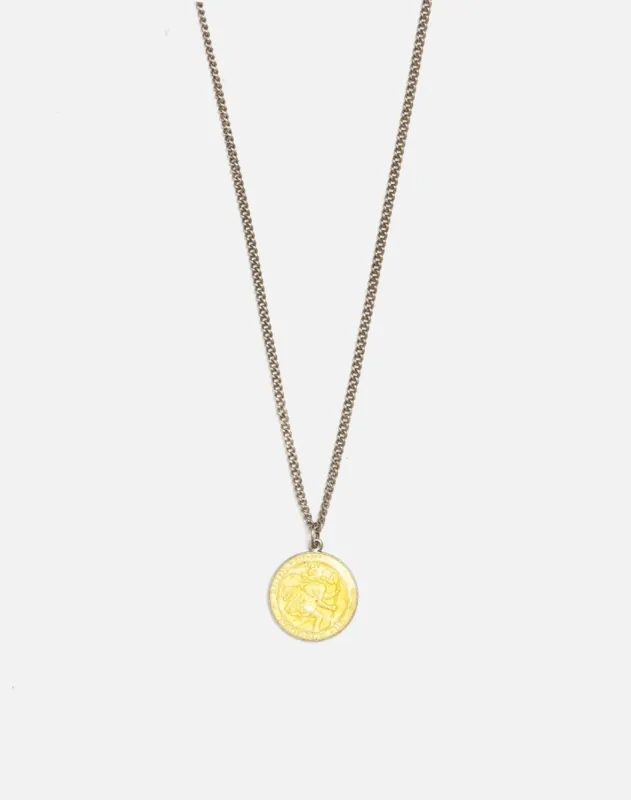 1960s Sterling And Yellow Enamel St. Christopher Necklace - #78 sold by Re/Done