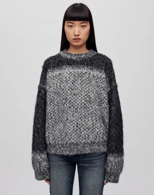 Oversized Boxy Knit Crewneck - Degrade Jacquard sold by Re/Done