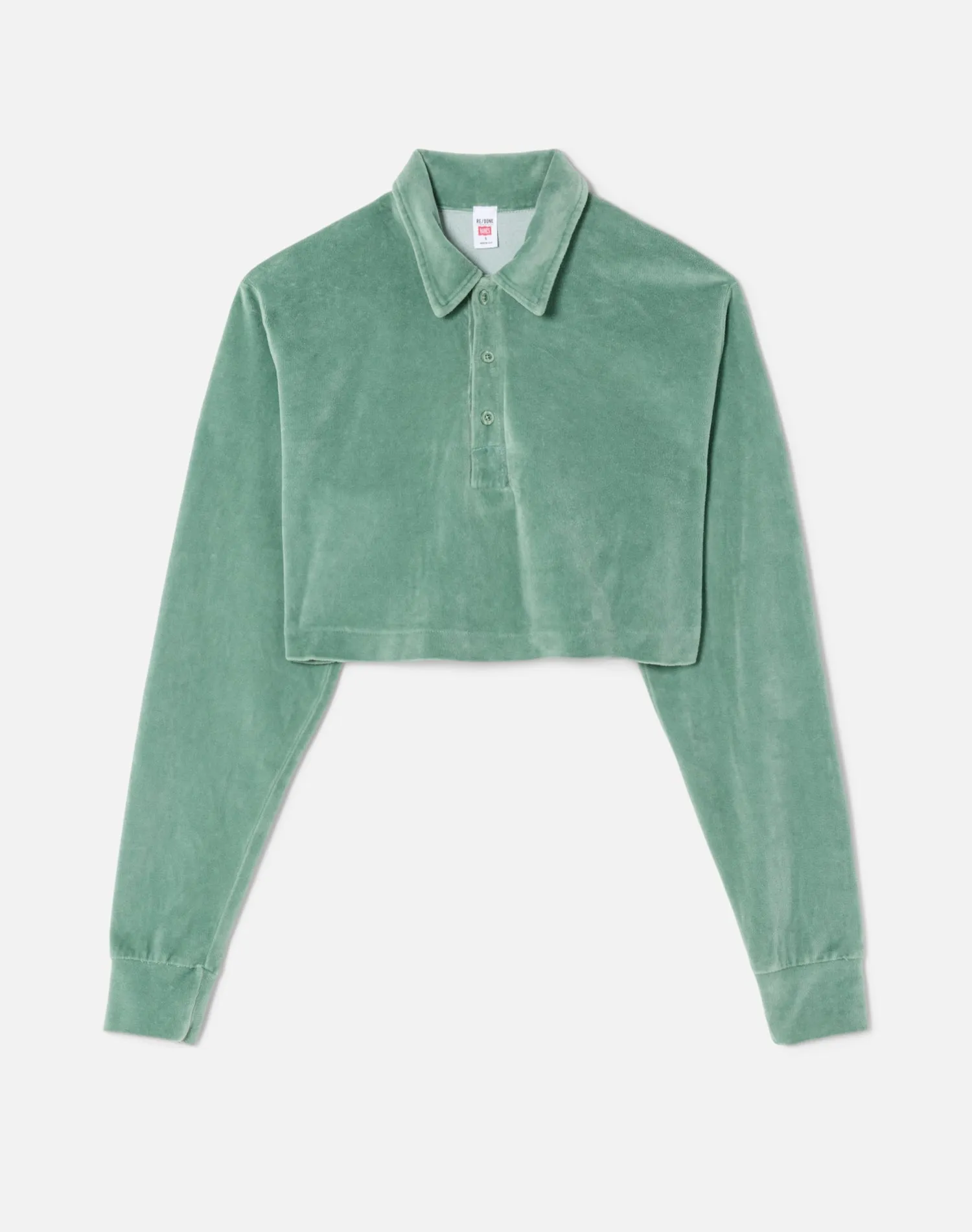 Cropped Velour Polo - Basil sold by Re/Done